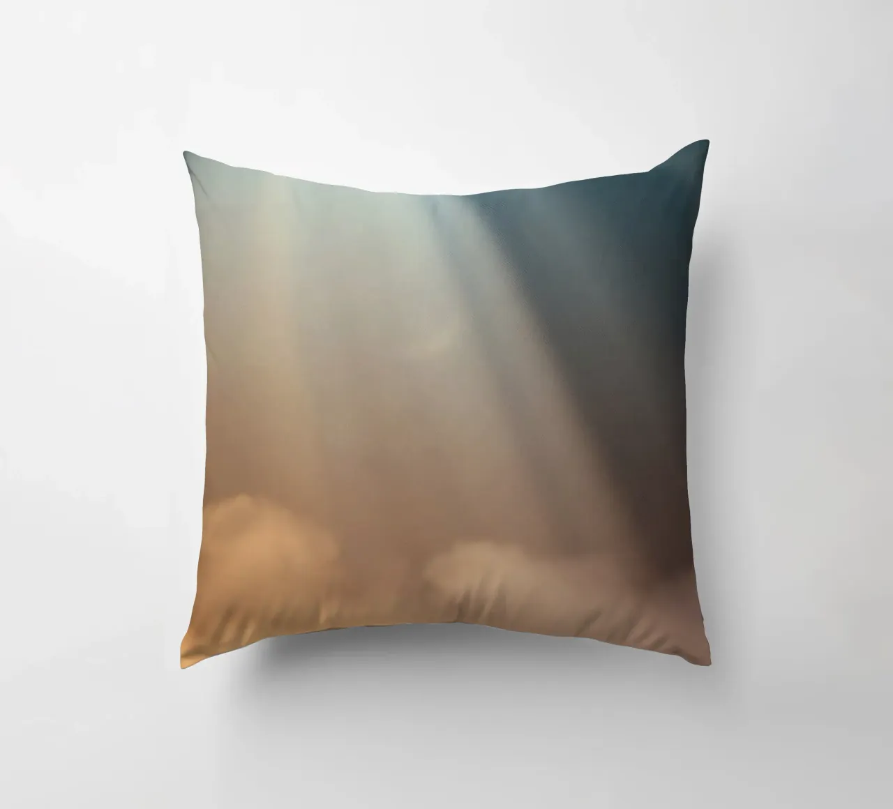 Soft abstract background with light ray piercing through fog decorative cushion by DesignDoodle