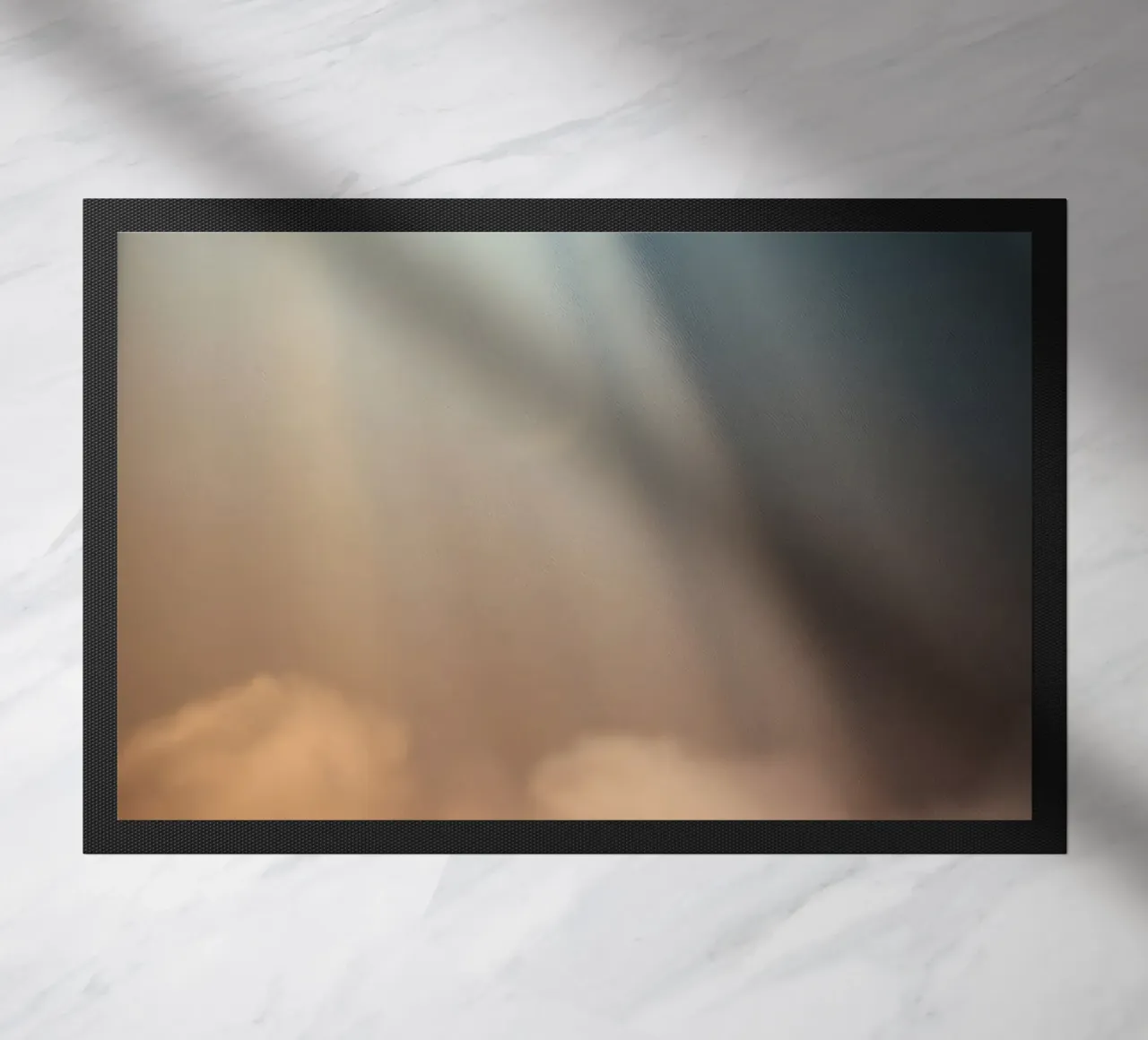 Soft abstract background with light ray piercing through fog doormat by DesignDoodle