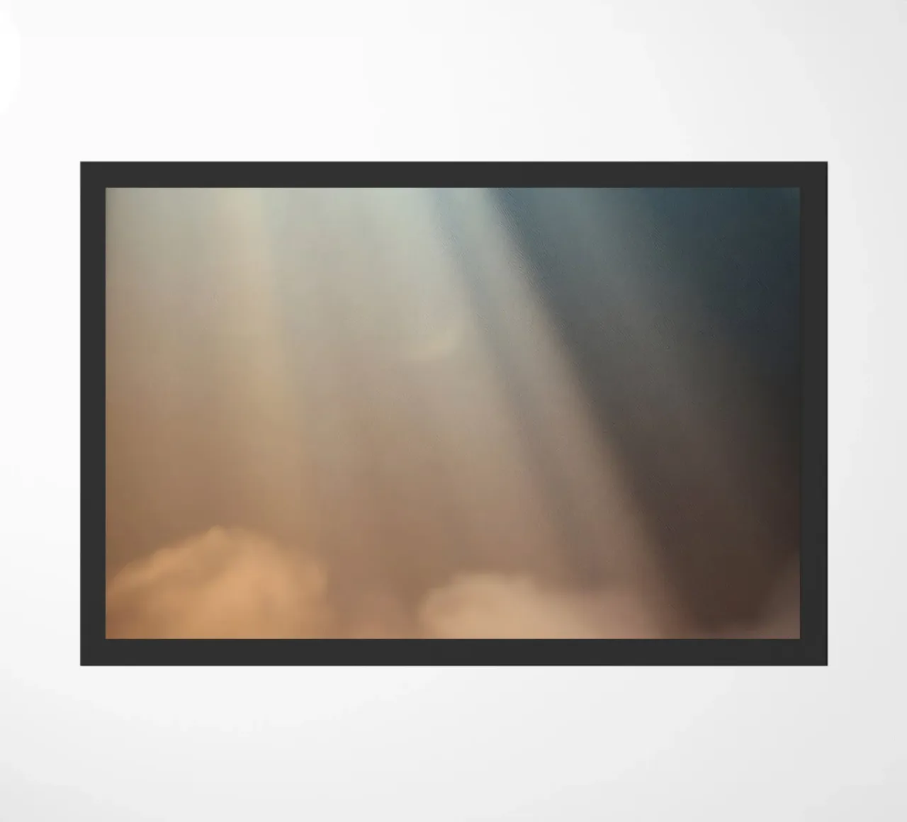 Soft abstract background with light ray piercing through fog doormat by DesignDoodle