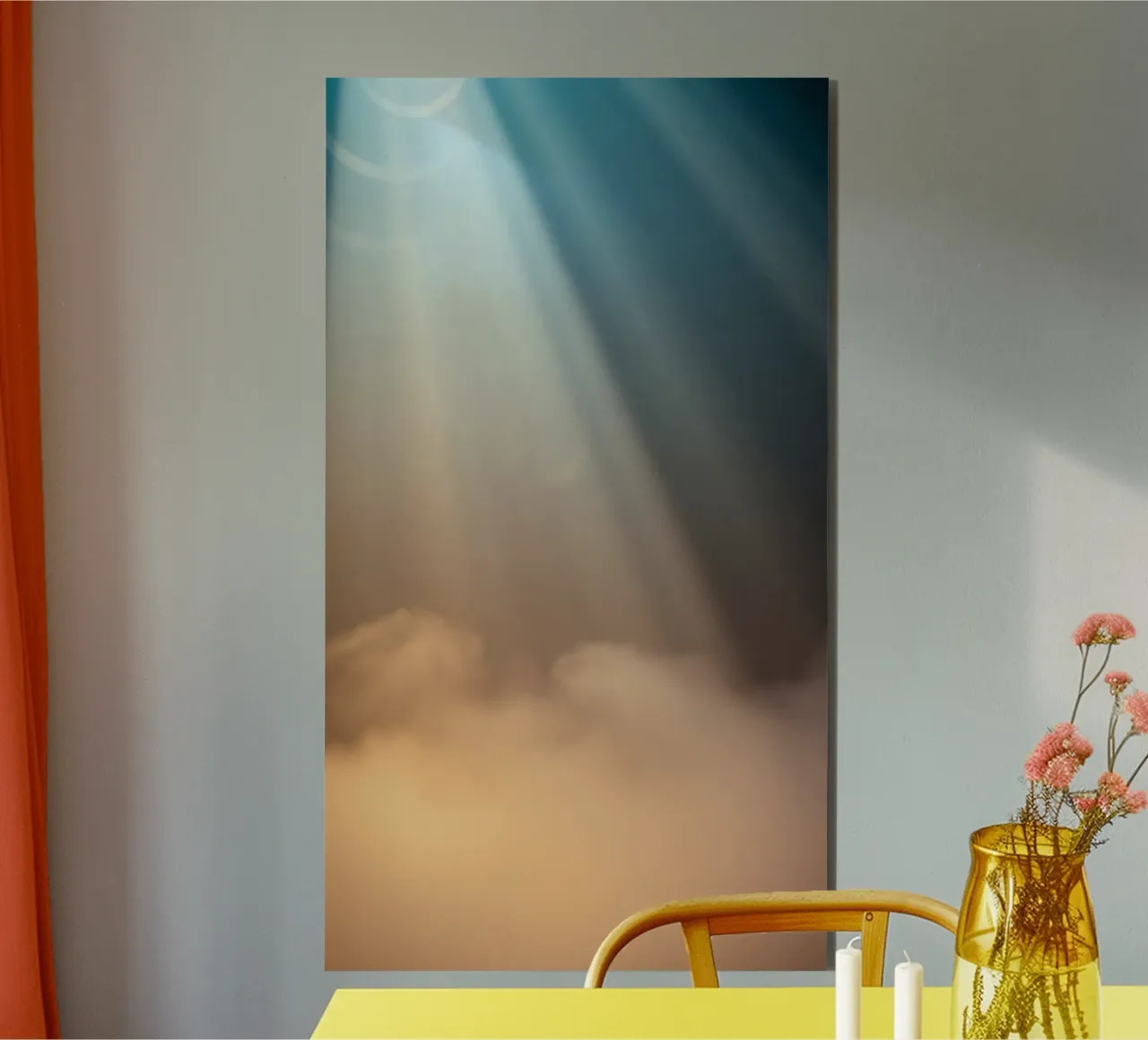 Soft abstract background with light ray piercing through fog alu-dibond by DesignDoodle