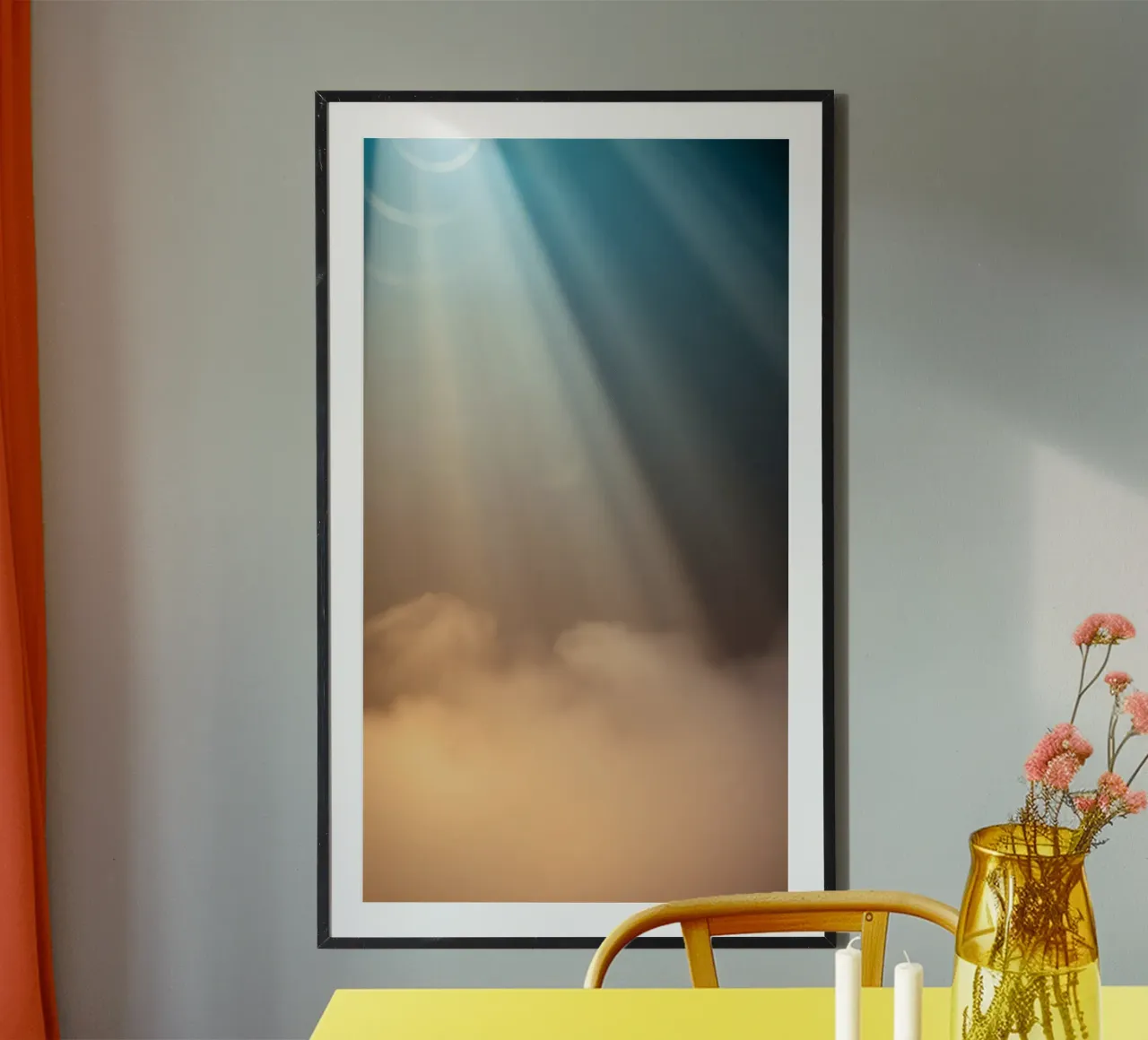 Soft abstract background with light ray piercing through fog hahnemühle by DesignDoodle