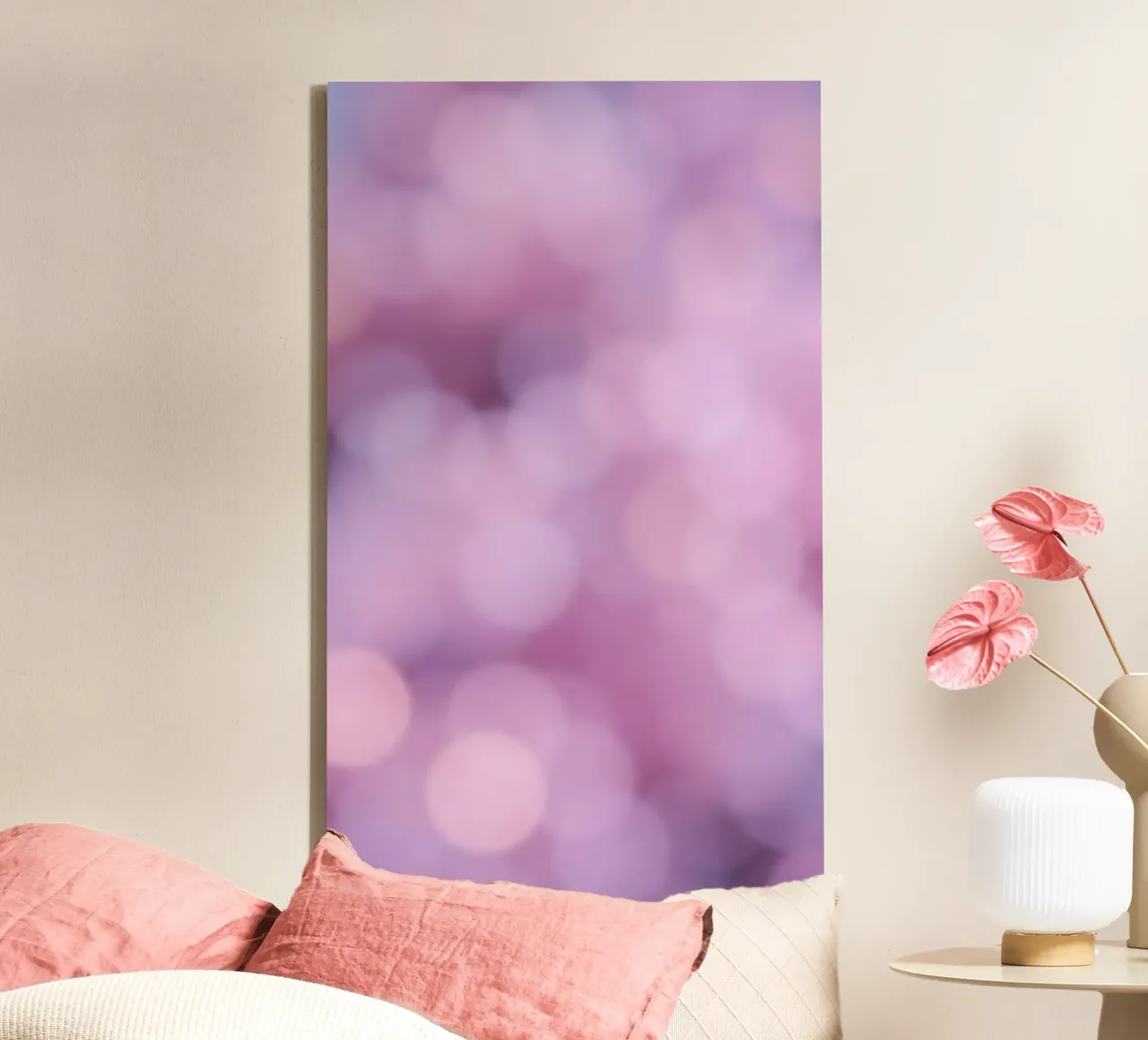 Kleurrijke abstracte bokeh-achtergrond met zachte roze tinten canvas van DesignDoodle