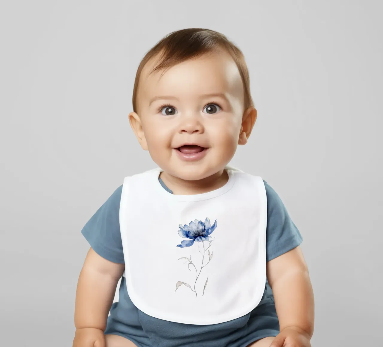Blaue Blume eins Babylätzchen von LaylaOzHome