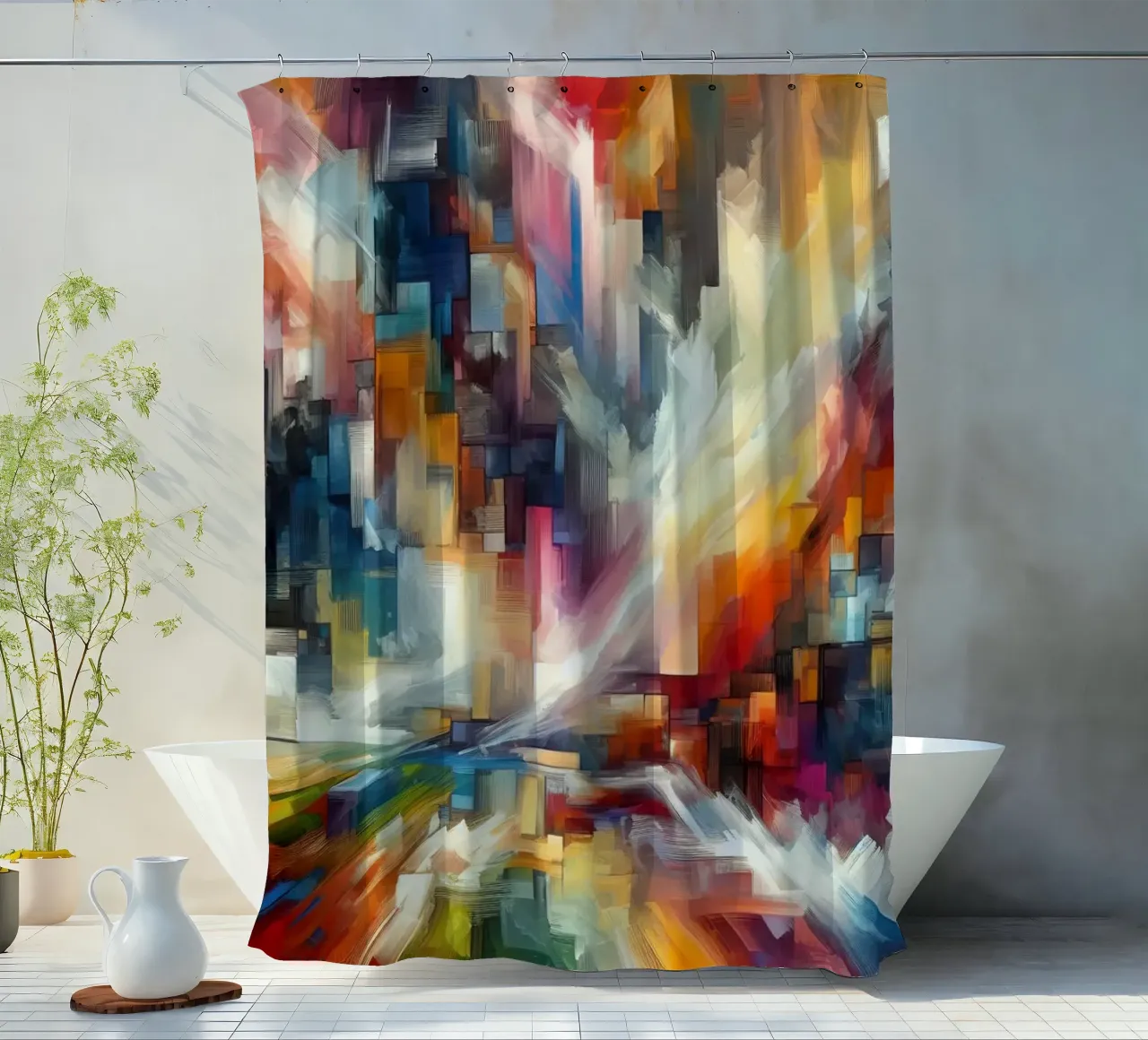 abstract storm shower curtain by 🎨 Point and Art