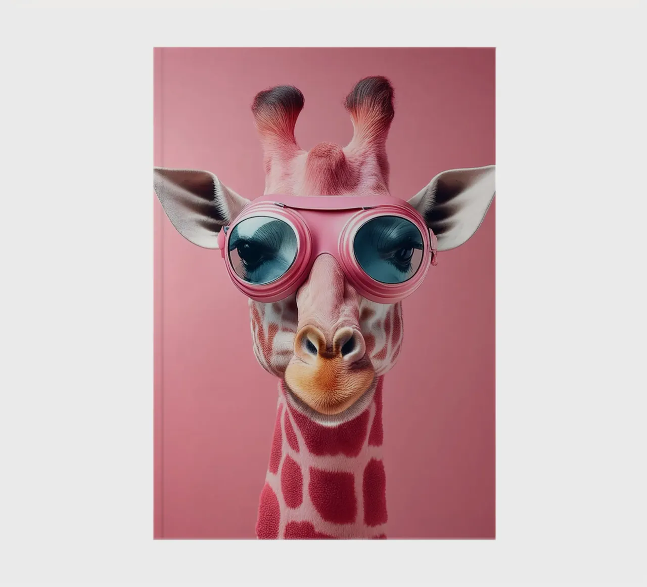 Pink Giraffe with Goggles – Fun & Quirky Animal Art notebook by FlexiDesignsByK