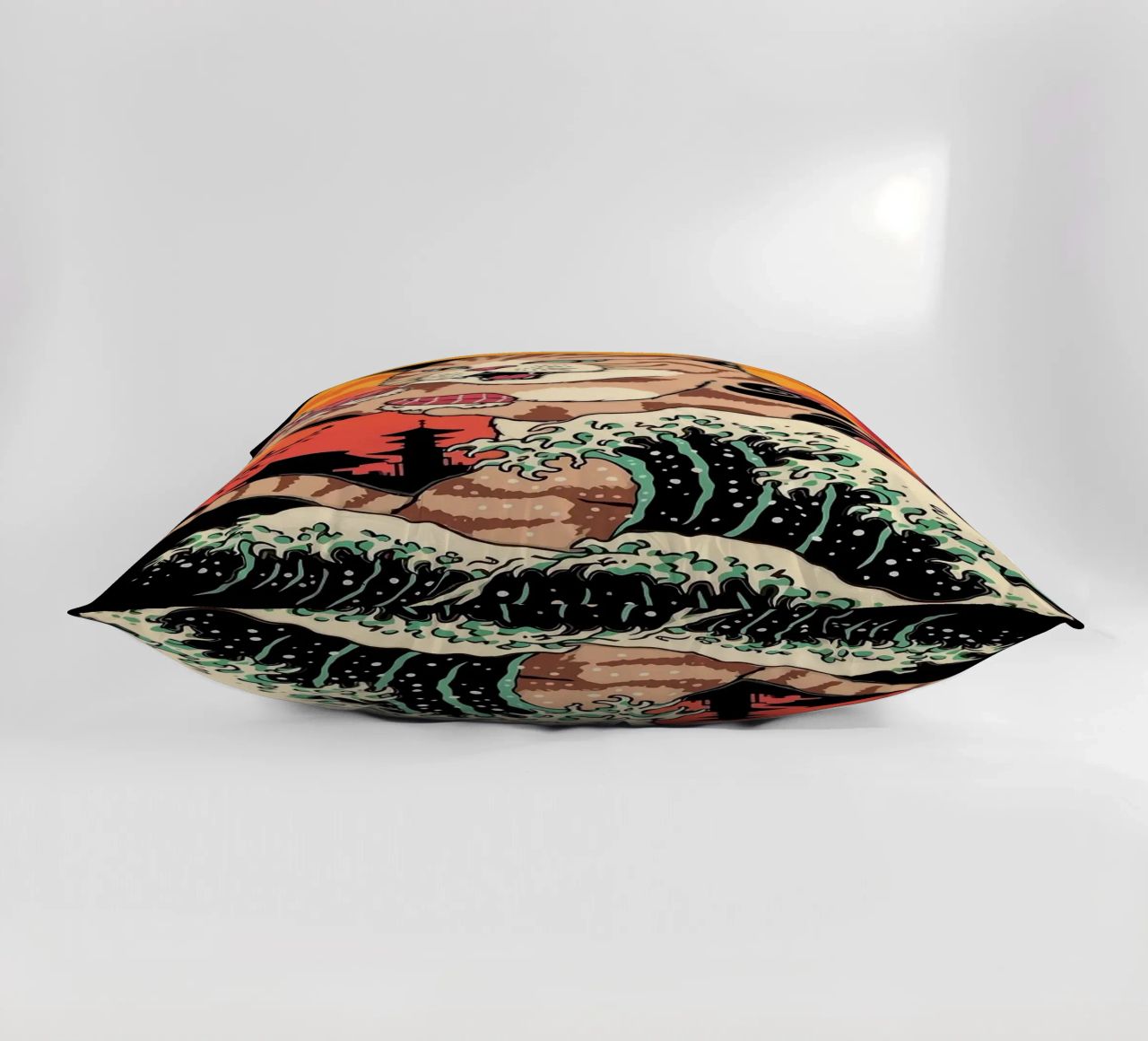 Sushi Cat Wave cuscino da Margaret Marie Ostrout