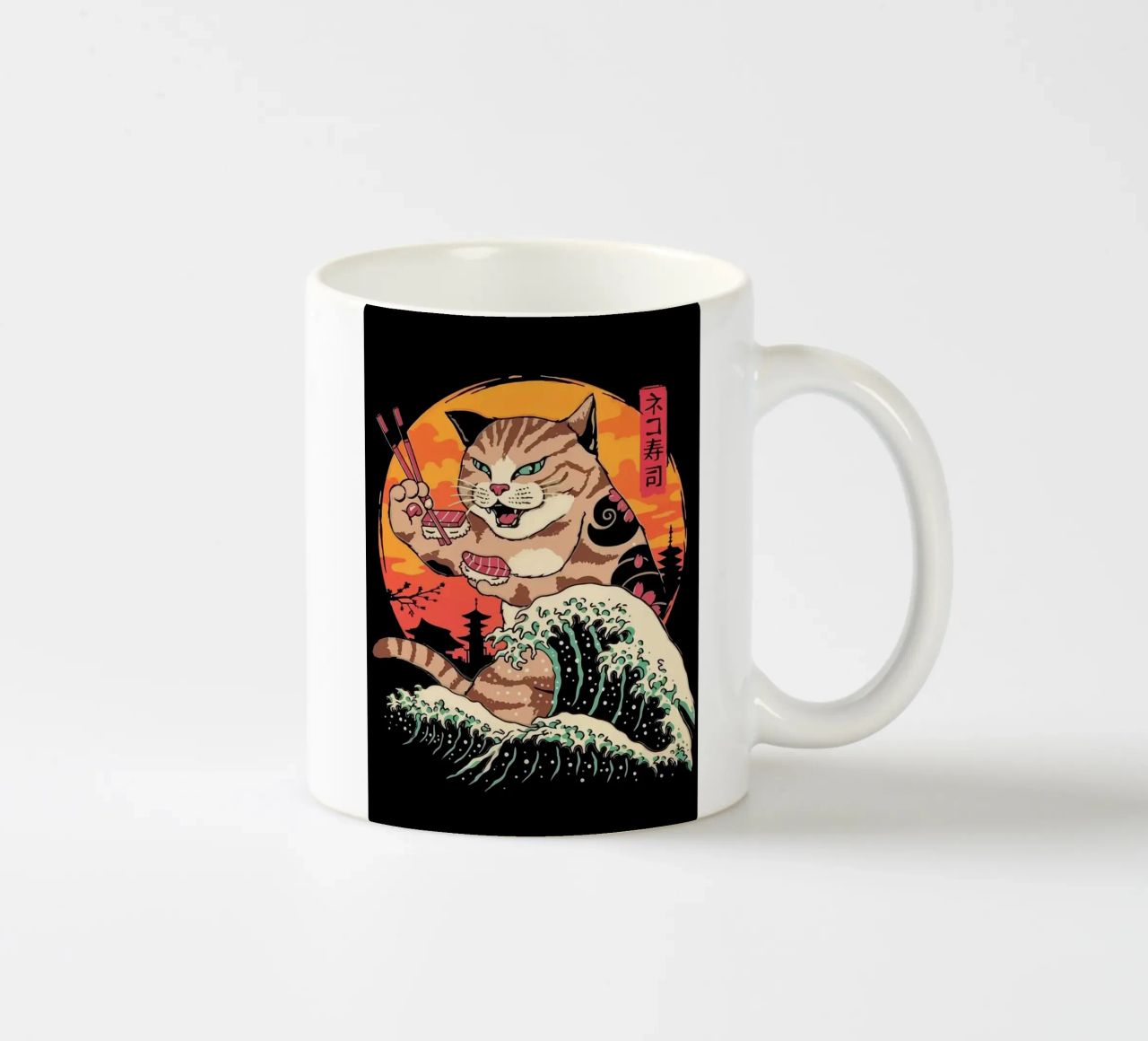 Sushi Cat Wave tazza in ceramica da Margaret Marie Ostrout