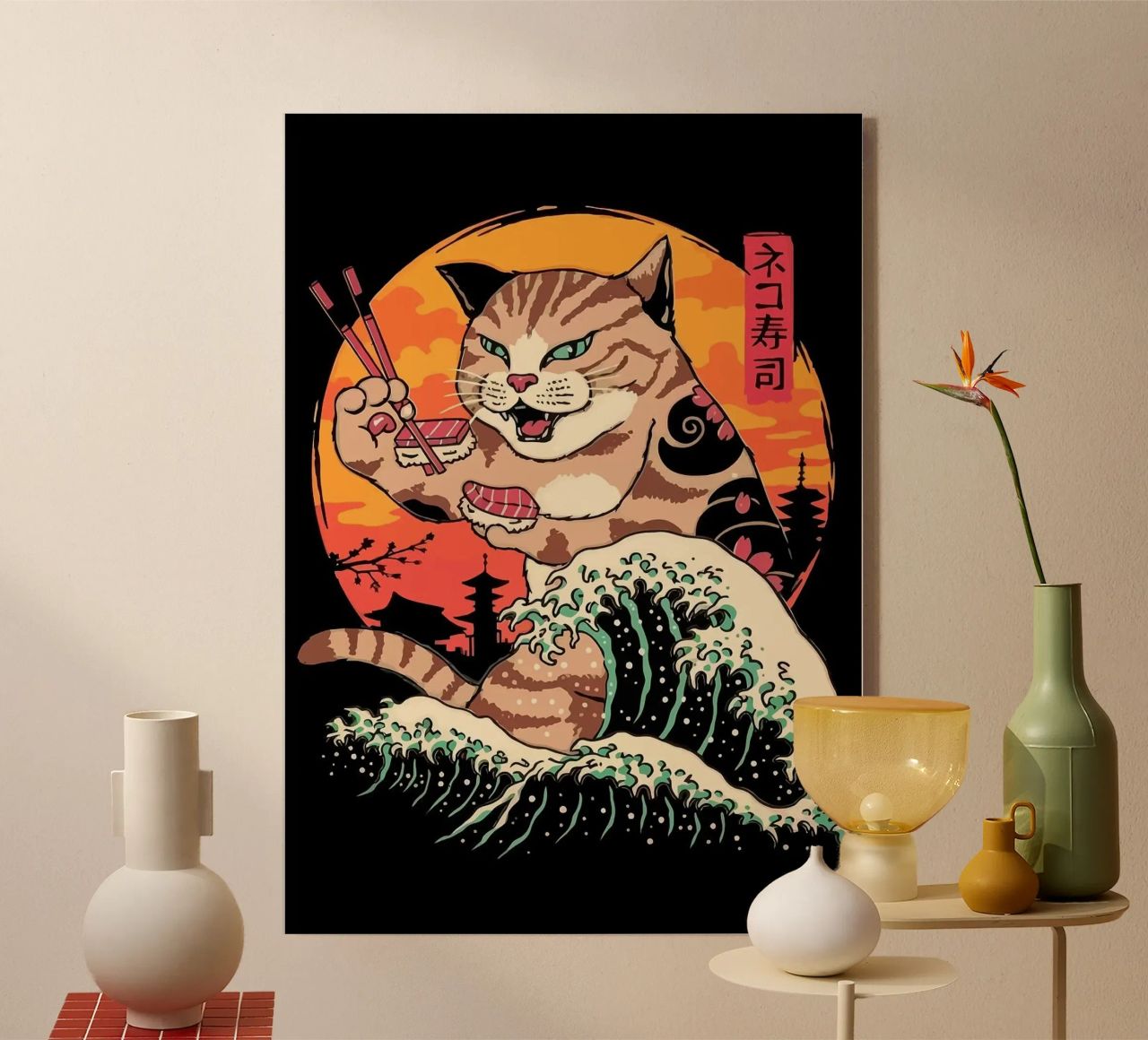 Sushi Cat Wave plexiglass da Margaret Marie Ostrout