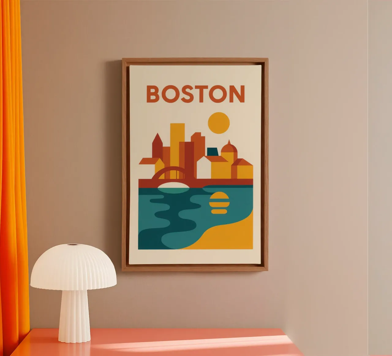 Boston in the spotlight, between history and the horizon canvas with Floater frame by JETLAG | affiches voyage