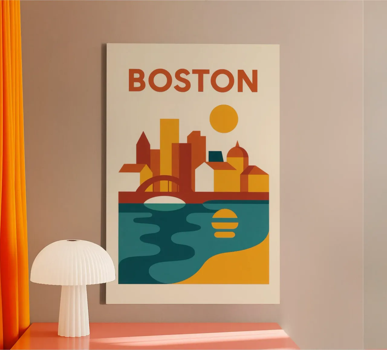 Boston in the spotlight, between history and the horizon canvas with Floater frame by JETLAG | affiches voyage