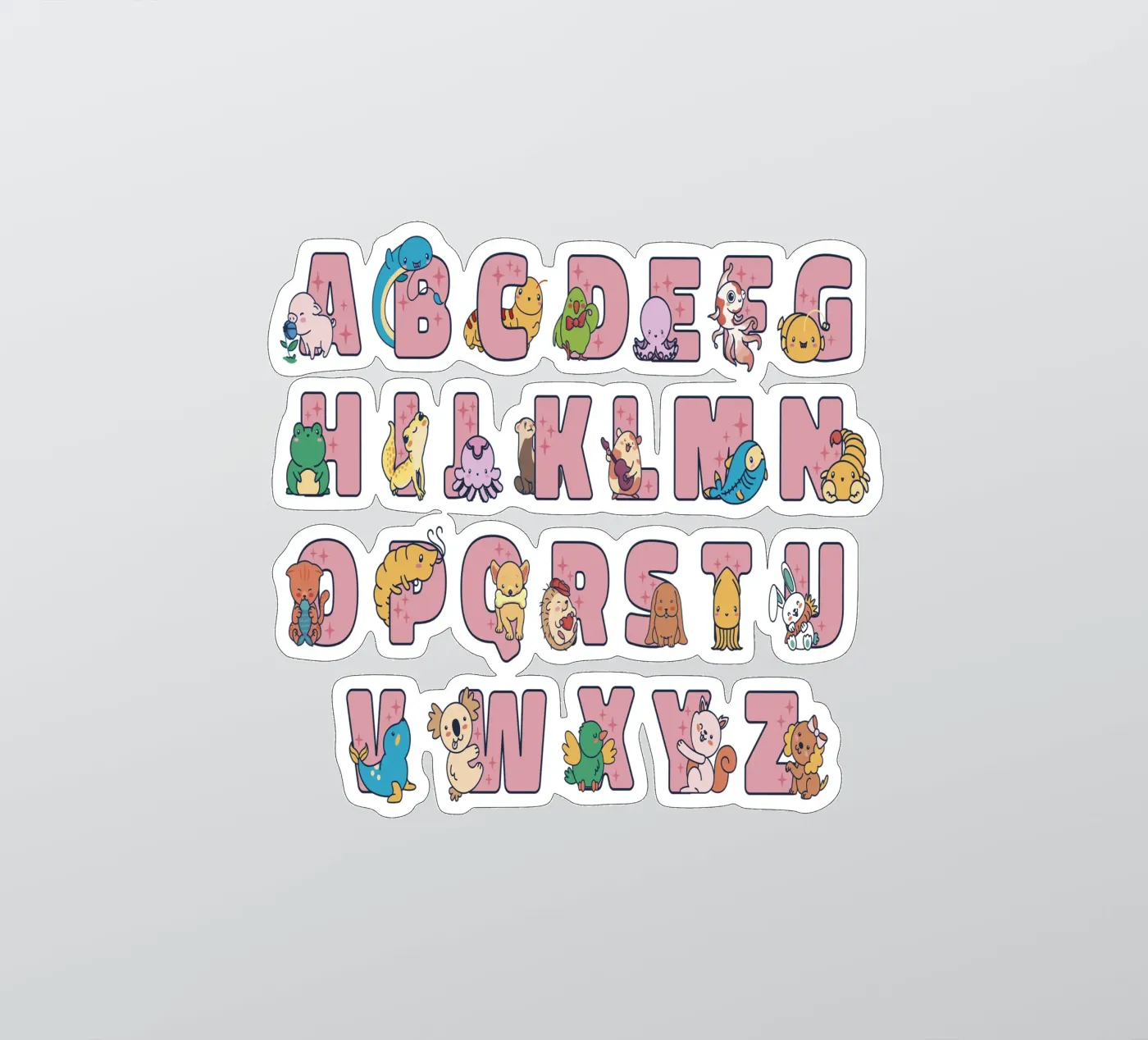 Kawaii alphabet adesivo da 🐹 BABY ART PRINTS