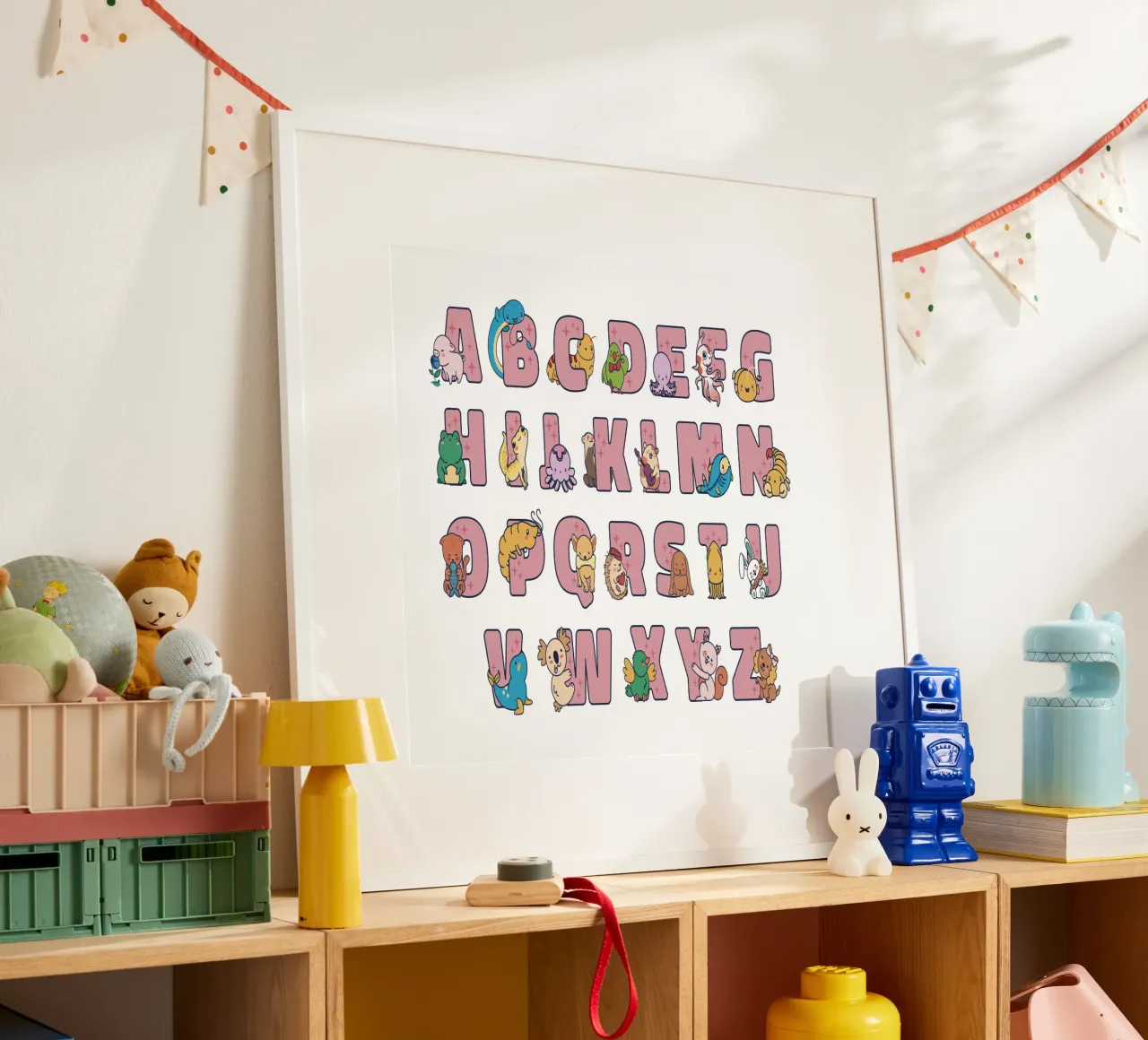 Alfabeto kawaii poster con telaio in alluminio da 🐹 BABY ART PRINTS