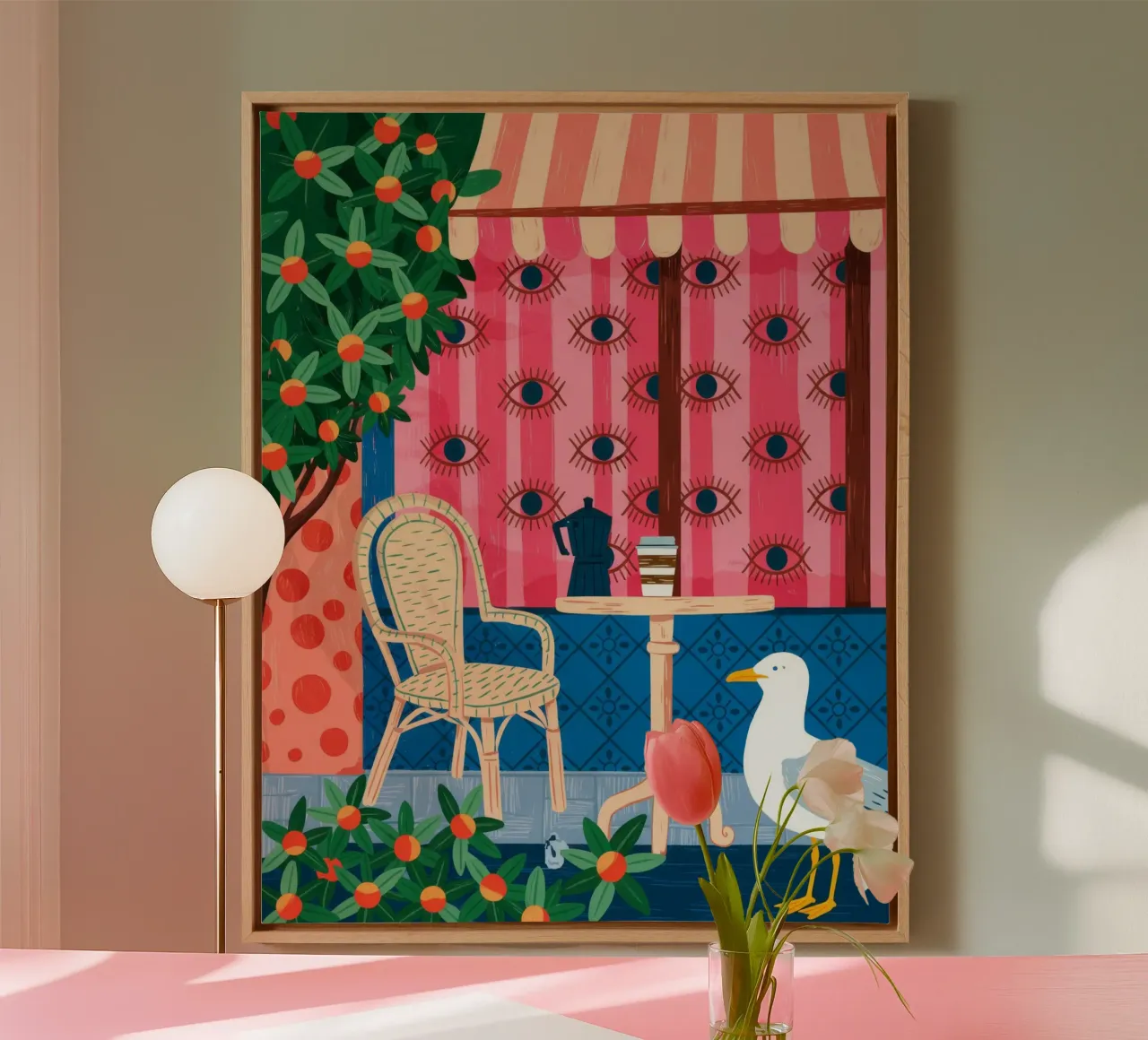 Oog tuin canvas met Baklijst van Murni Strokes