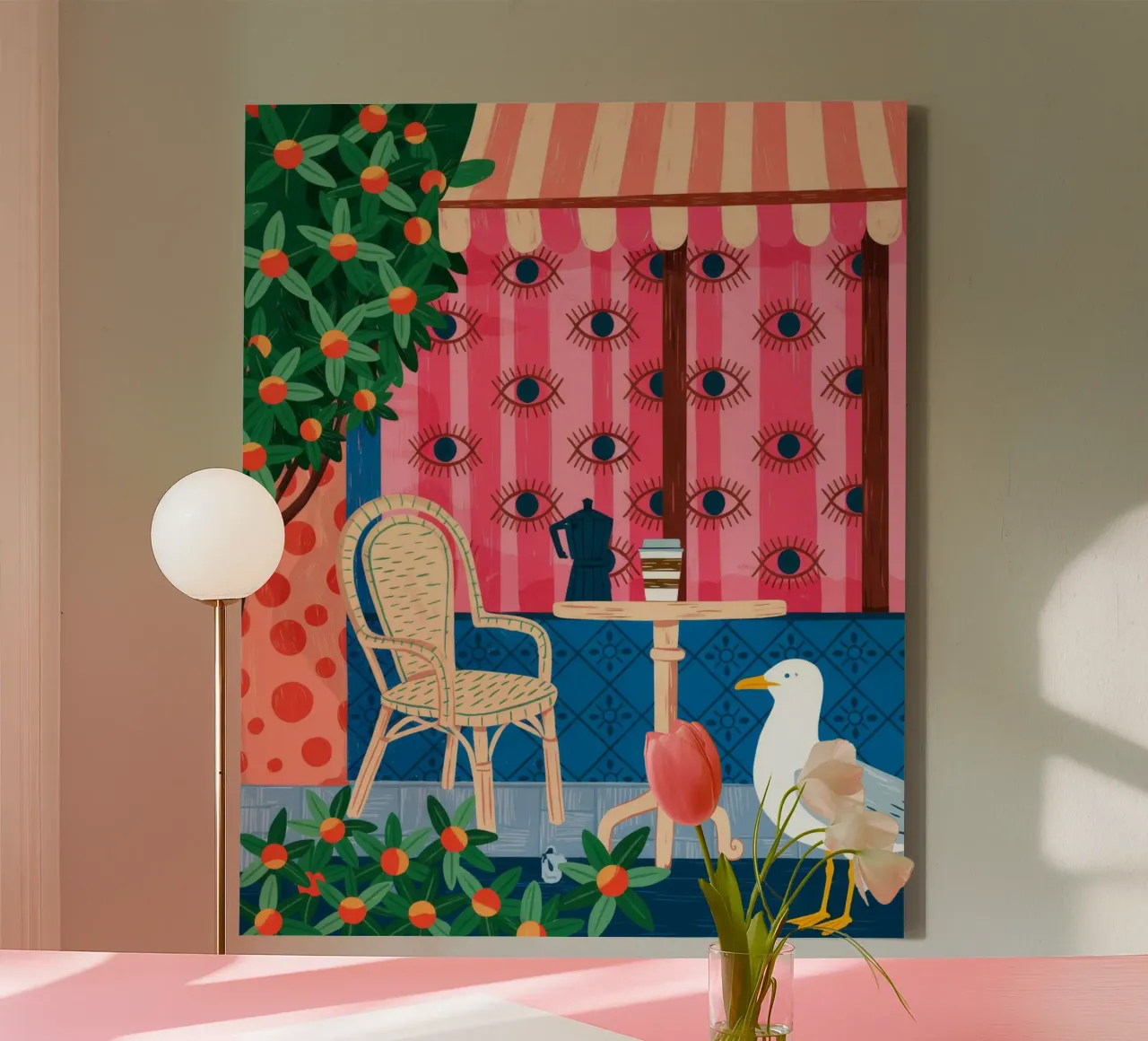 Oog tuin canvas met Baklijst van Murni Strokes