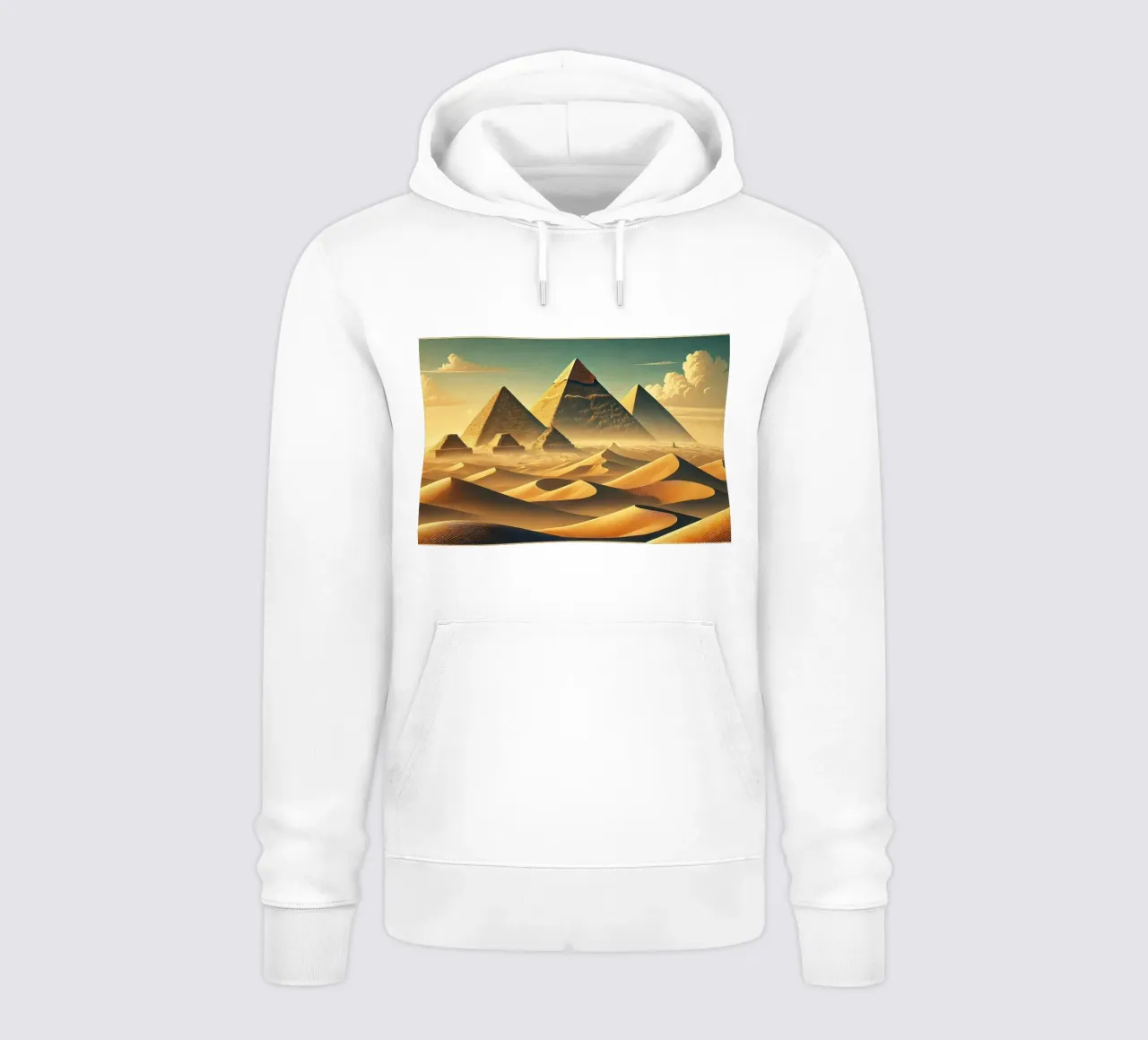 Poster d'epoca sull'Egitto, le piramidi di Giza felpa con cappuccio da Chromatic Fusion Studio