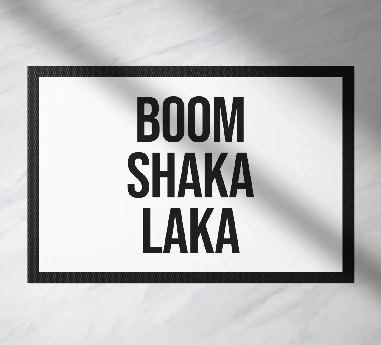 Boom Shaka Laka Quote doormat by Paigaam Studio