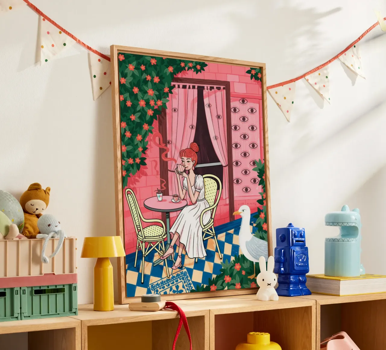 Pink Cafe acryl van Murni Strokes