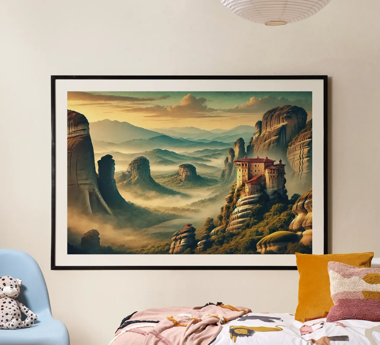 Poster d'epoca Grecia, Monasteri di Meteora carta hahnemühle da Chromatic Fusion Studio