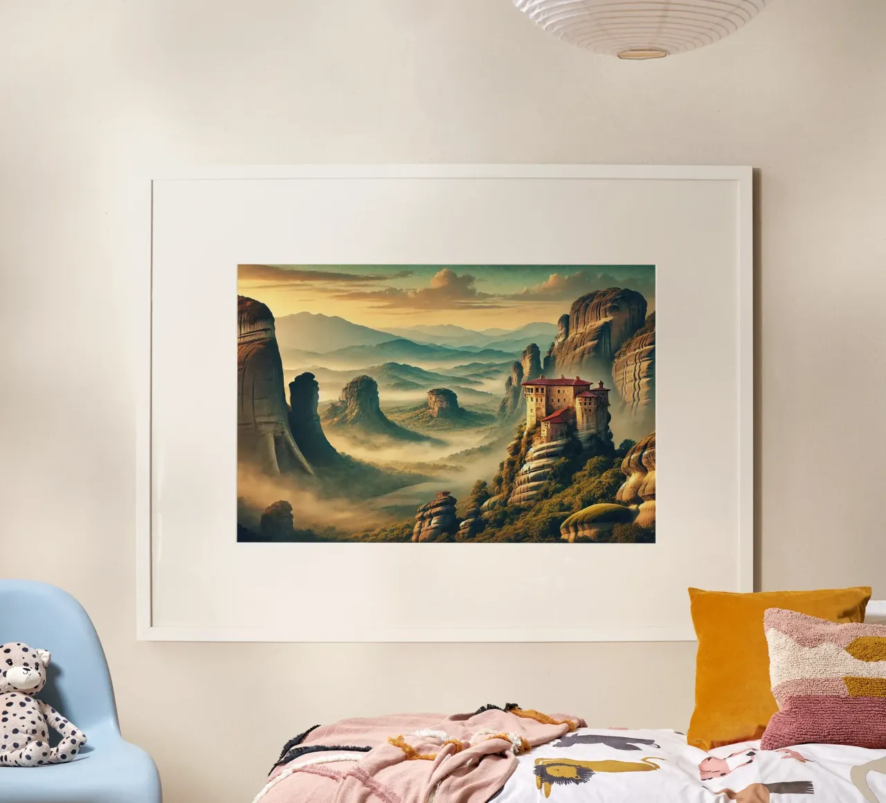 Poster d'epoca Grecia, Monasteri di Meteora carta hahnemühle da Chromatic Fusion Studio
