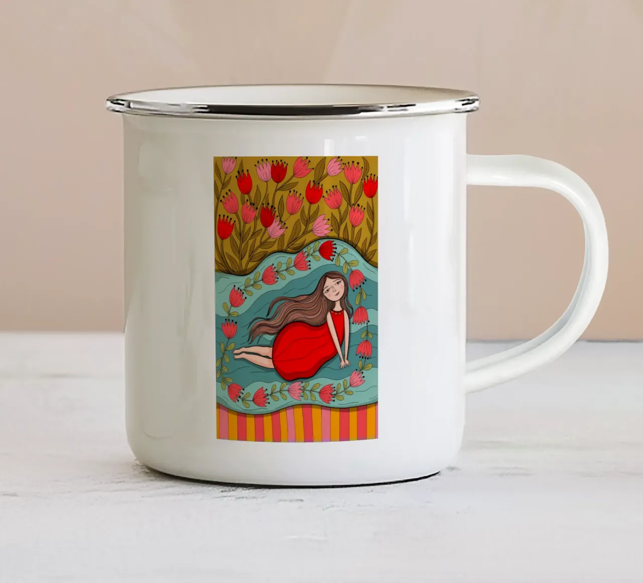 Sognante fantasticheria floreale tazza in smalto da Murni Strokes