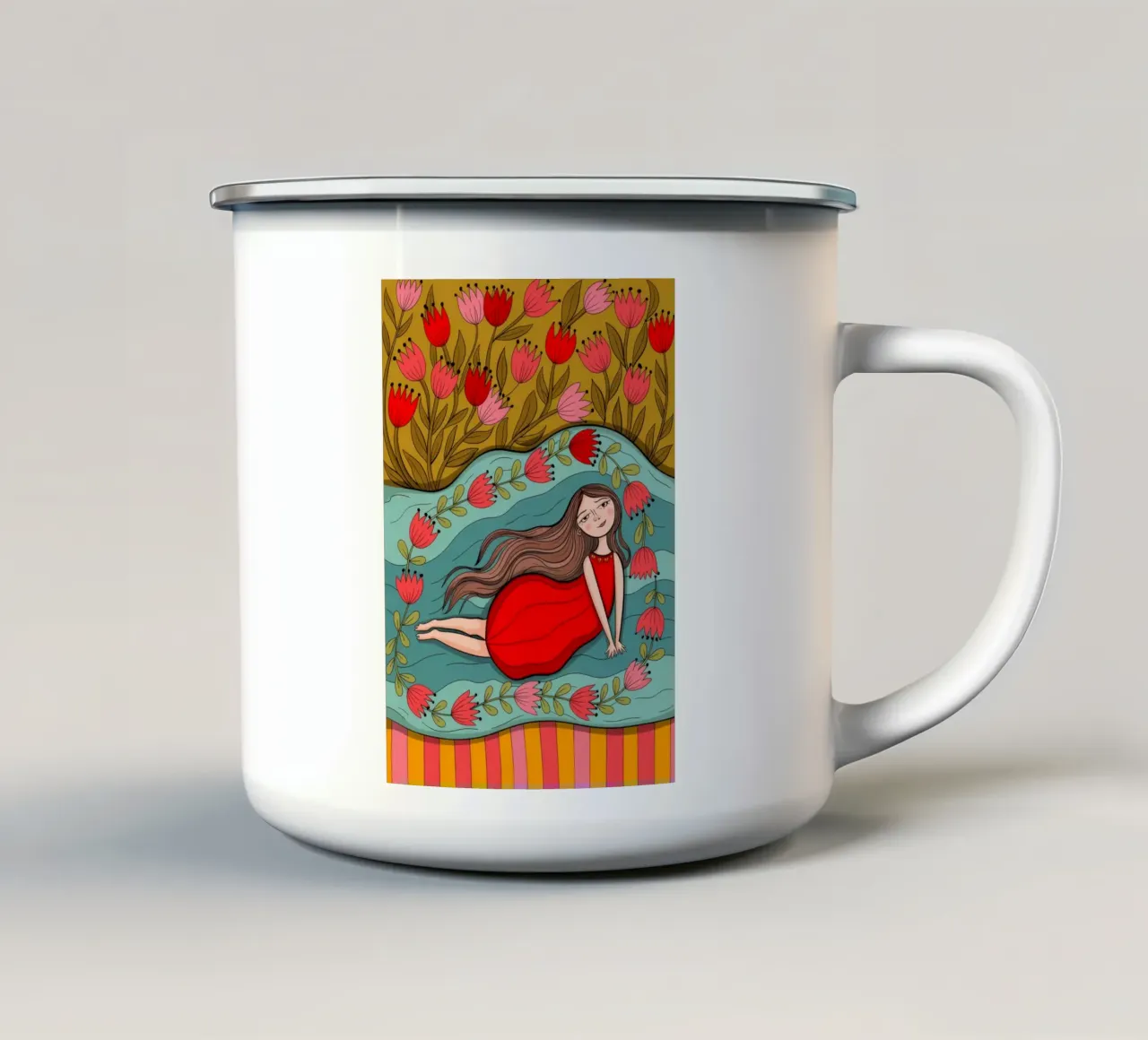 Sognante fantasticheria floreale tazza in smalto da Murni Strokes