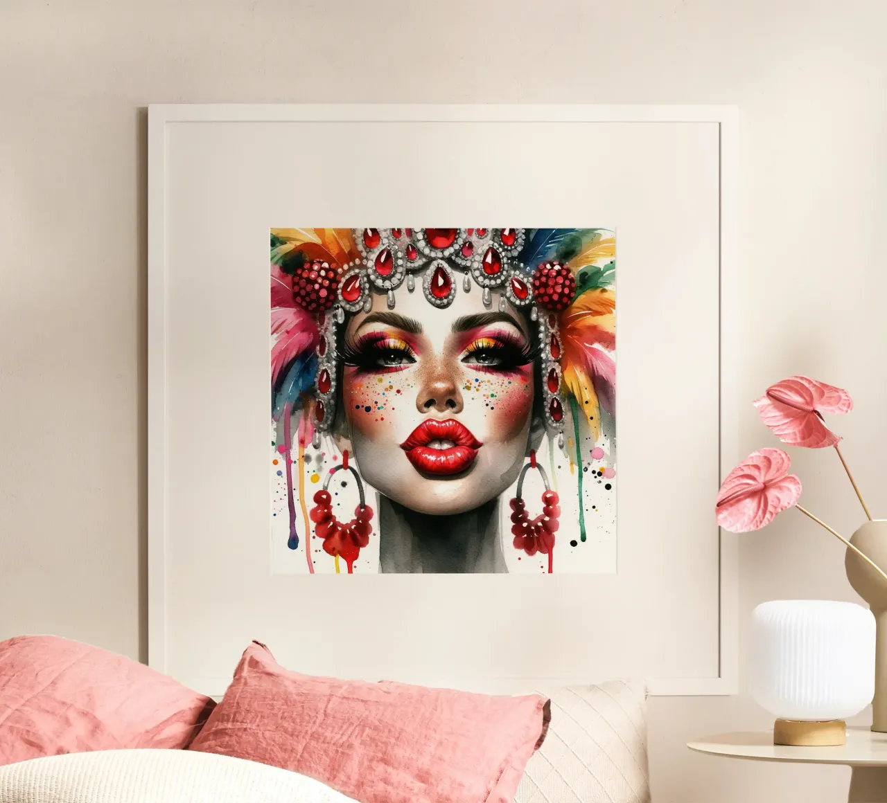 Musa del Carnevale di Rio poster con telaio in legno da Chromatic Fusion Studio