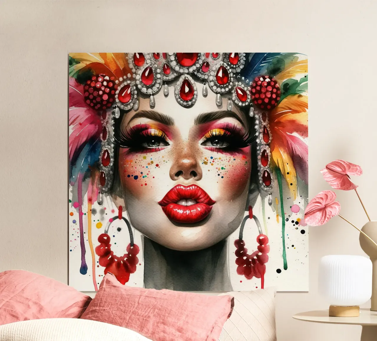 Musa del Carnevale di Rio poster con telaio in legno da Chromatic Fusion Studio