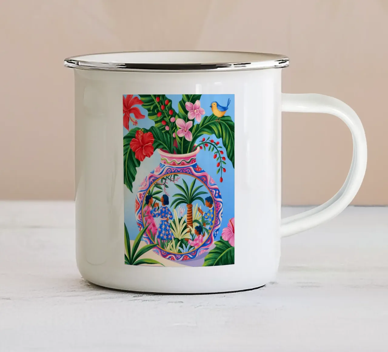 Armonia del giardino floreale tazza in smalto da Murni Strokes