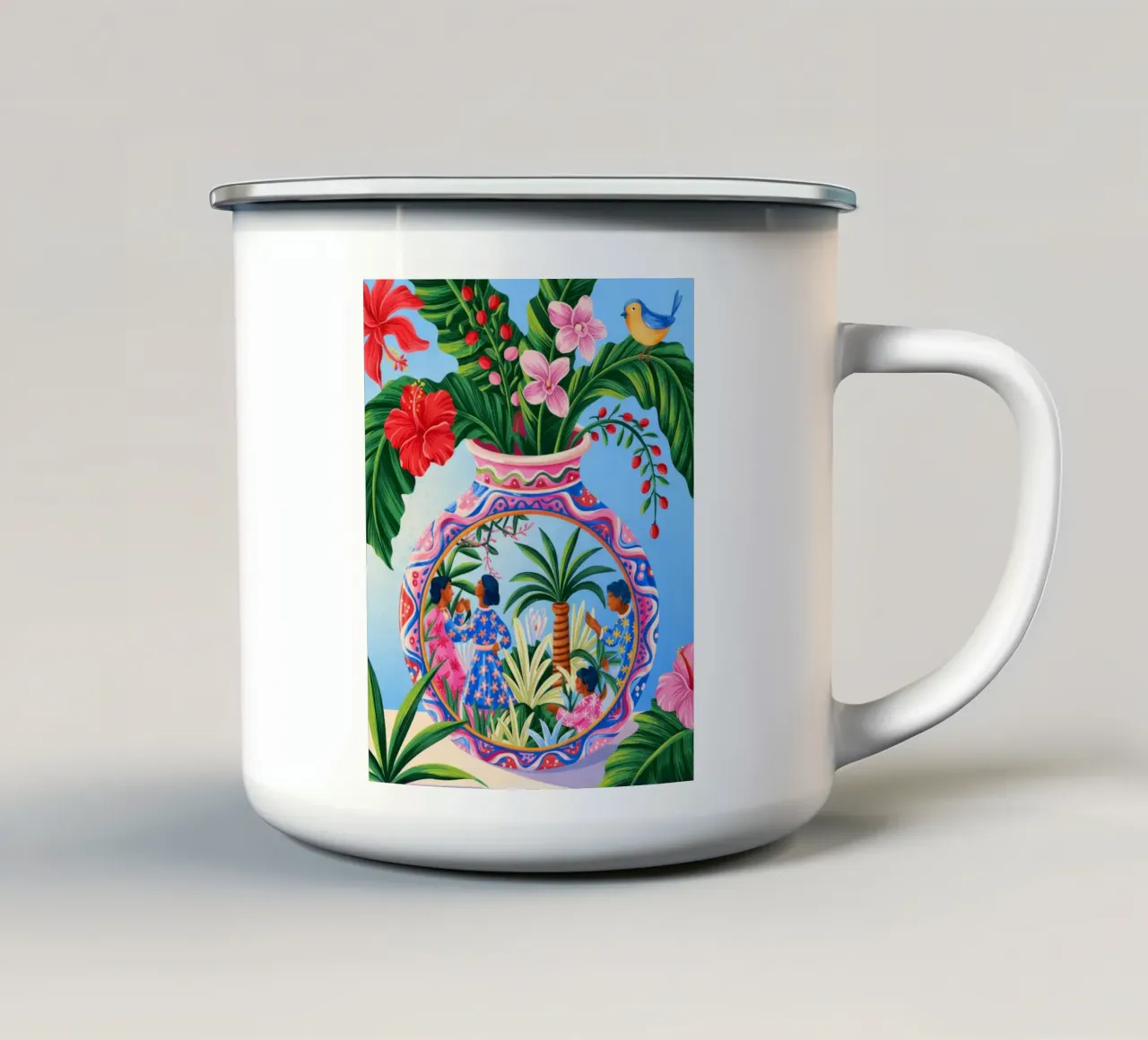 Armonia del giardino floreale tazza in smalto da Murni Strokes