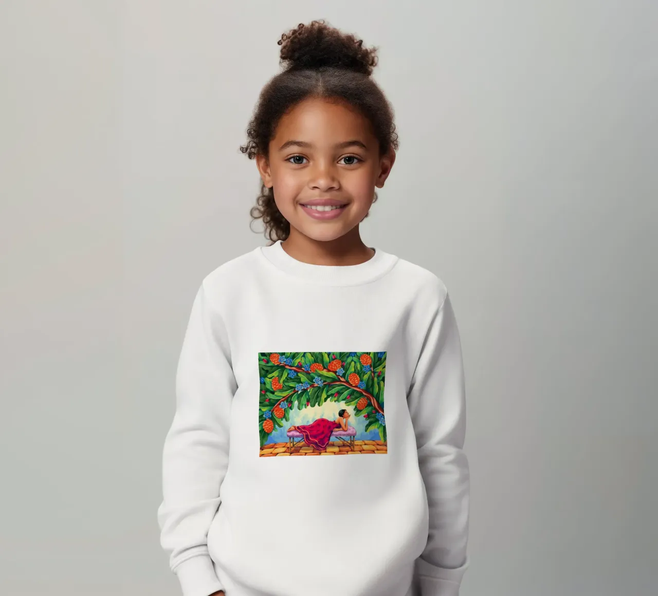 Serene Rooftop Escape kids sweatshirt by Murni Strokes