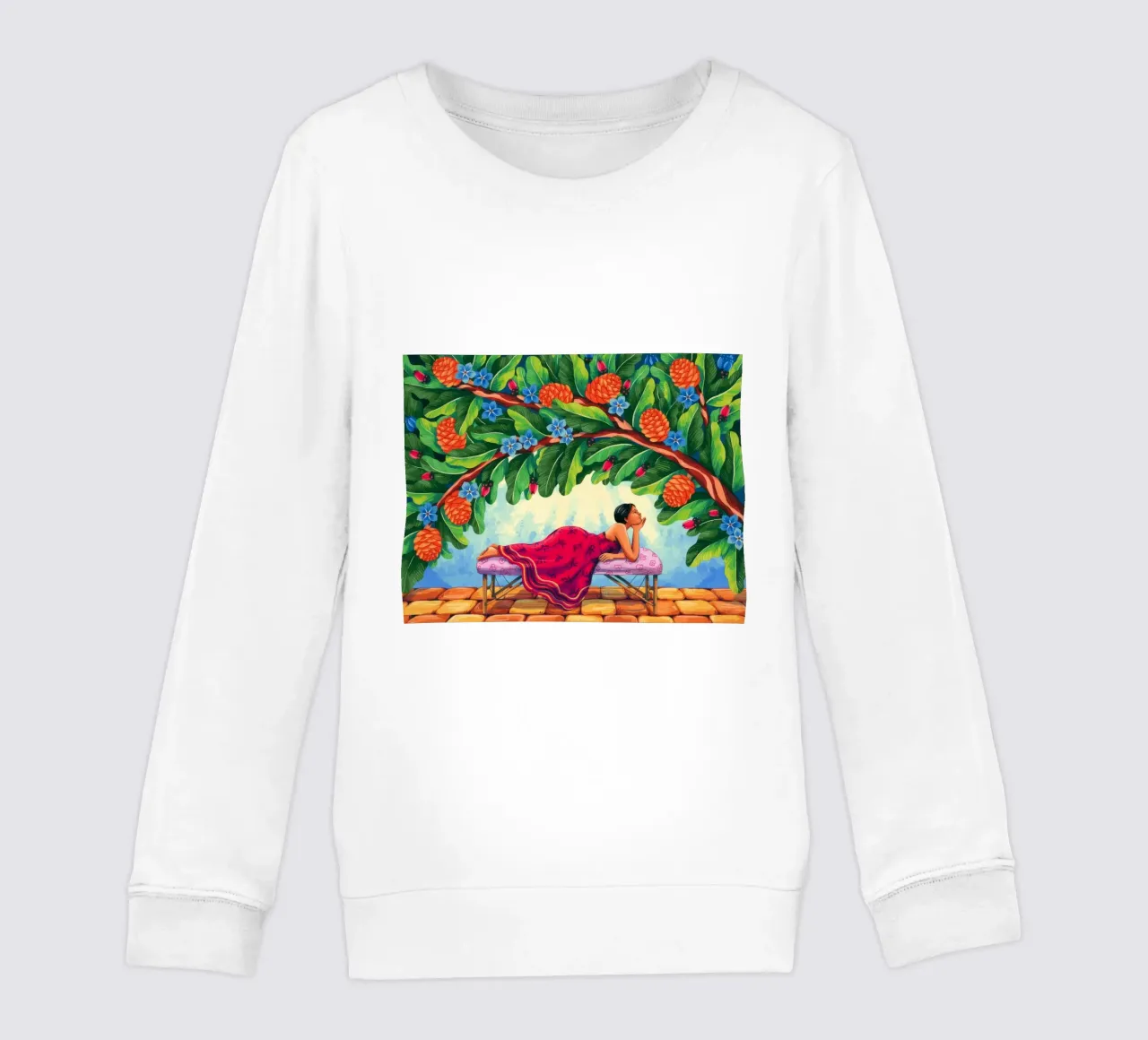 Serene Rooftop Escape kids sweatshirt by Murni Strokes