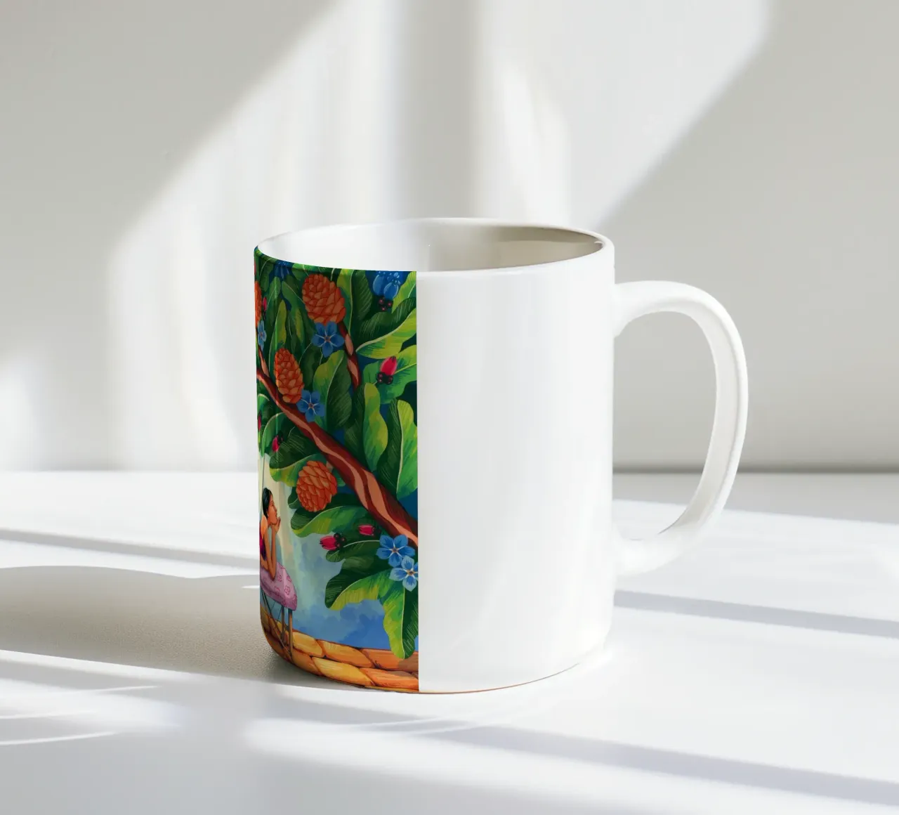 Una serena fuga sul tetto tazza in ceramica da Murni Strokes