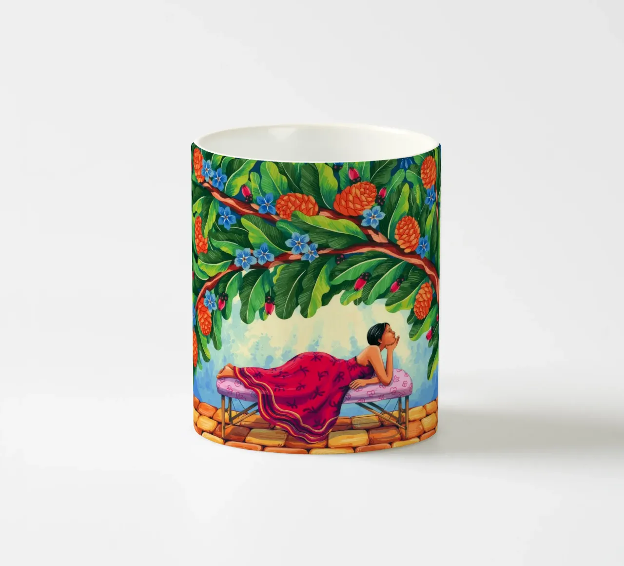 Una serena fuga sul tetto tazza in ceramica da Murni Strokes