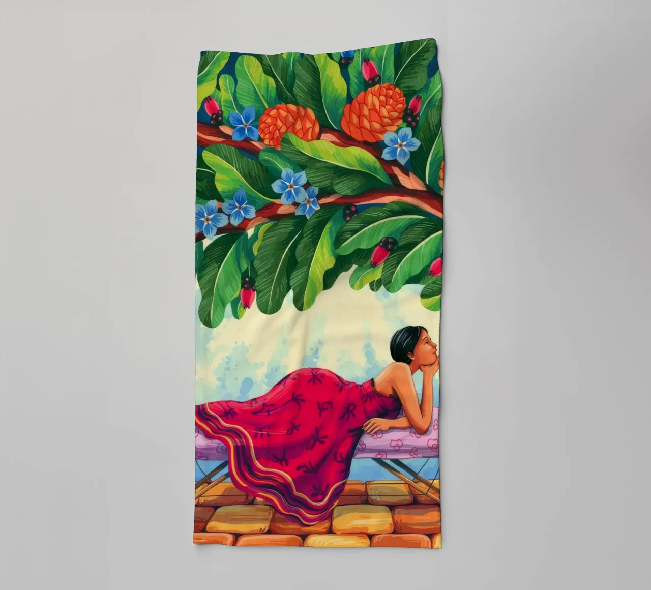 Une échappée sereine sur le toit serviette de bain de Murni Strokes