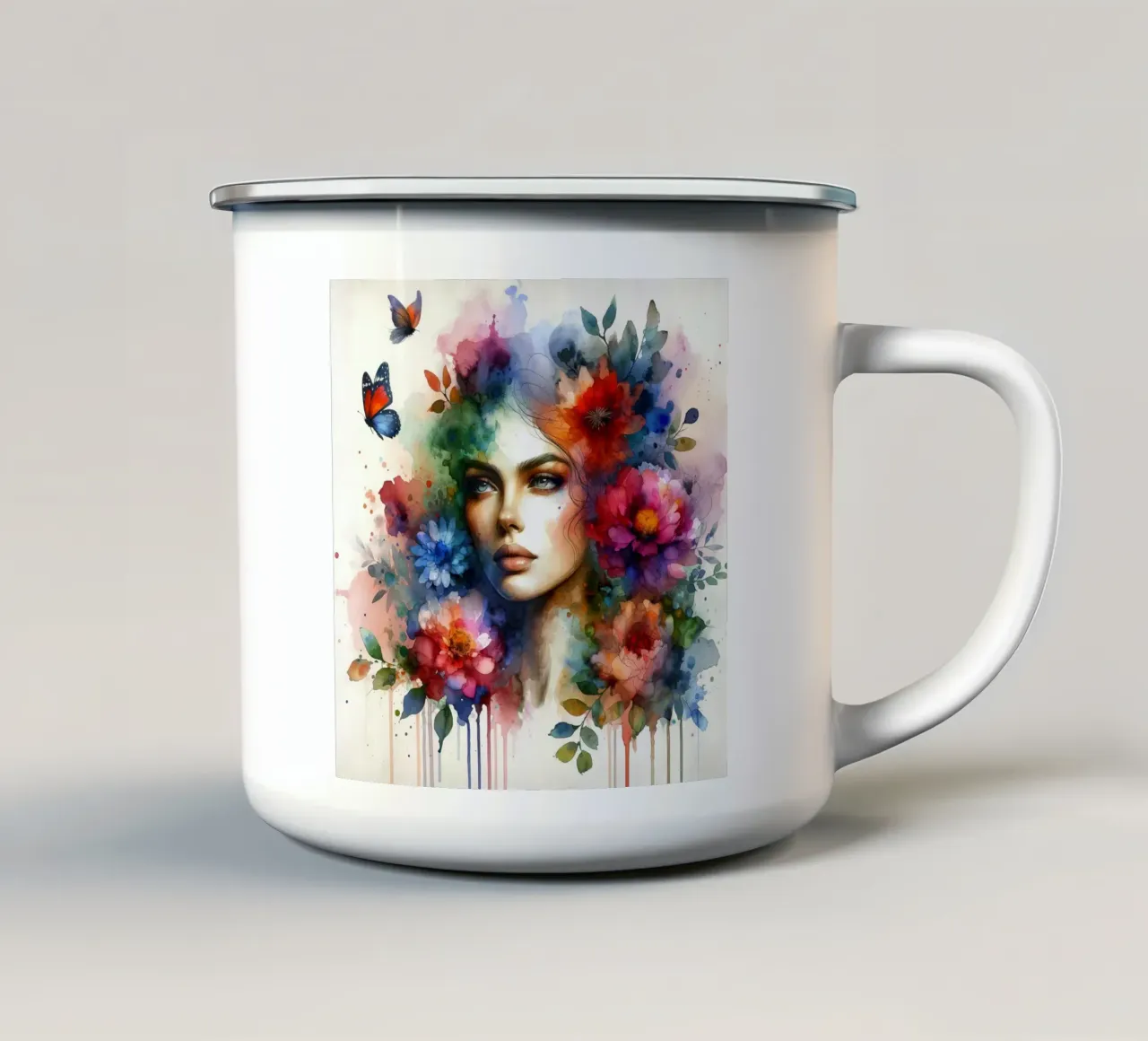 Ritratto floreale etereo tazza in smalto da Chromatic Fusion Studio