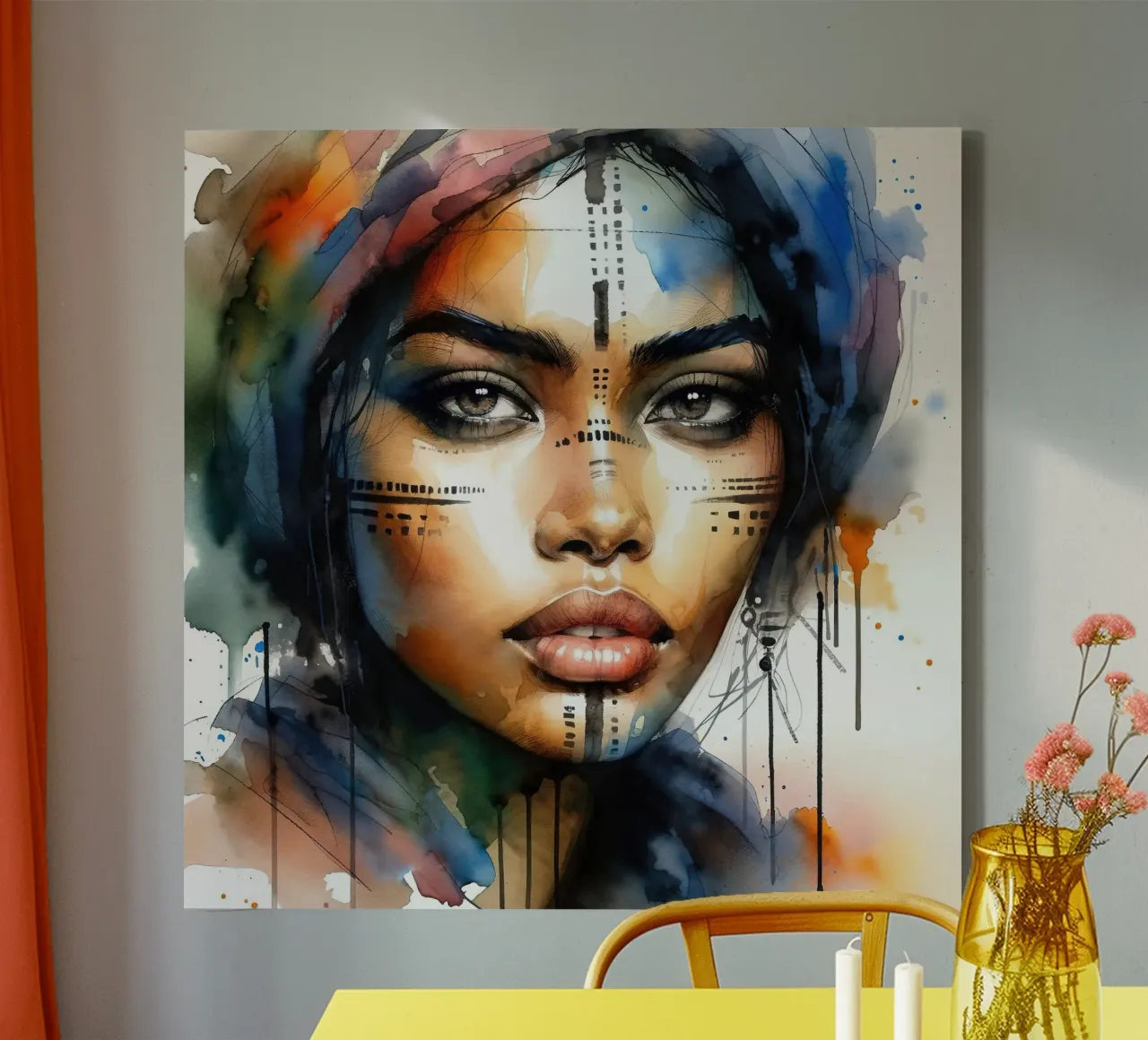 Ritratto di musa tribale tela da Chromatic Fusion Studio