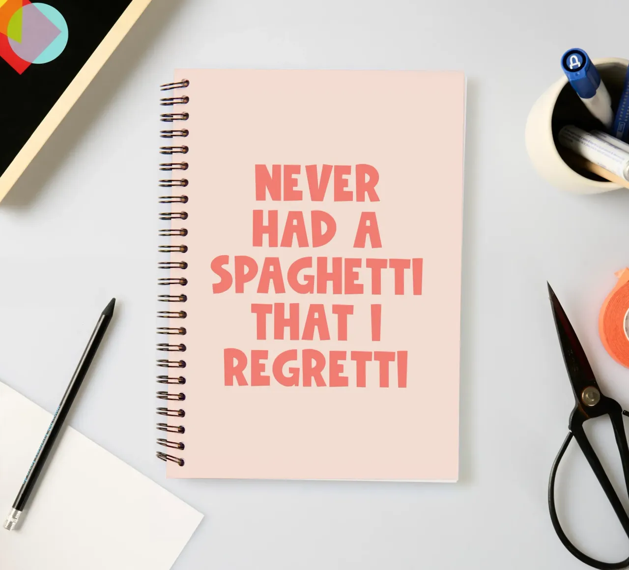 Never had a spaghetti That I Regretti quote diario ad anelli da Paigaam Studio