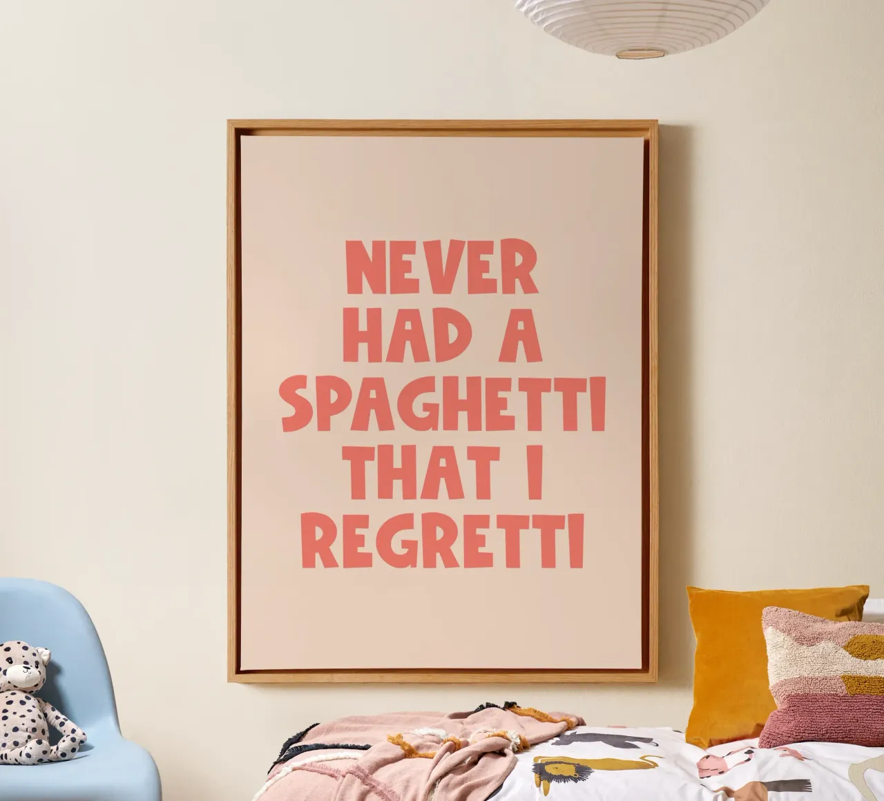 Never had a spaghetti That I Regretti quote tela da Paigaam Studio