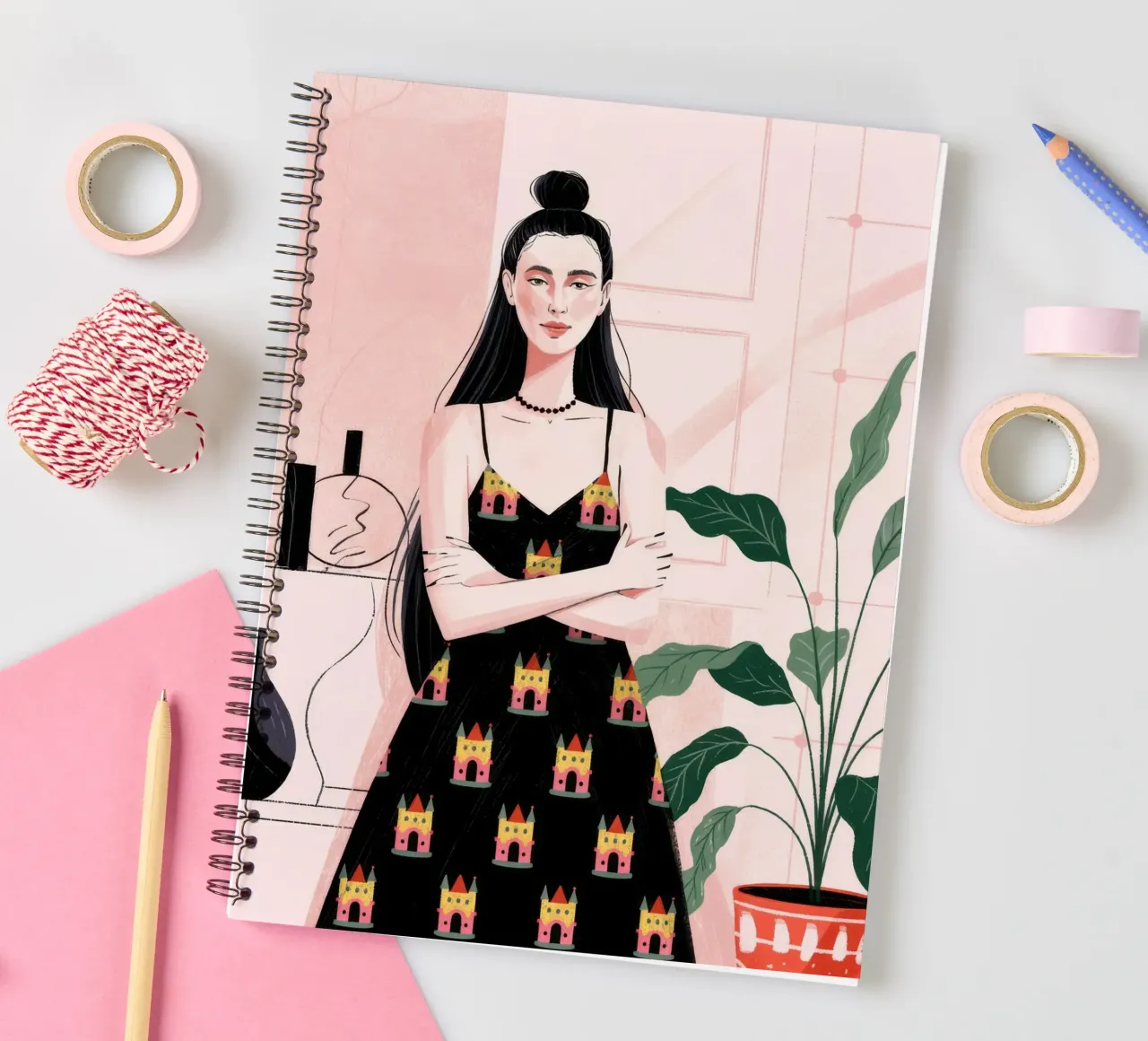Elegant Indoor Oasis spiral notebook by Murni Strokes
