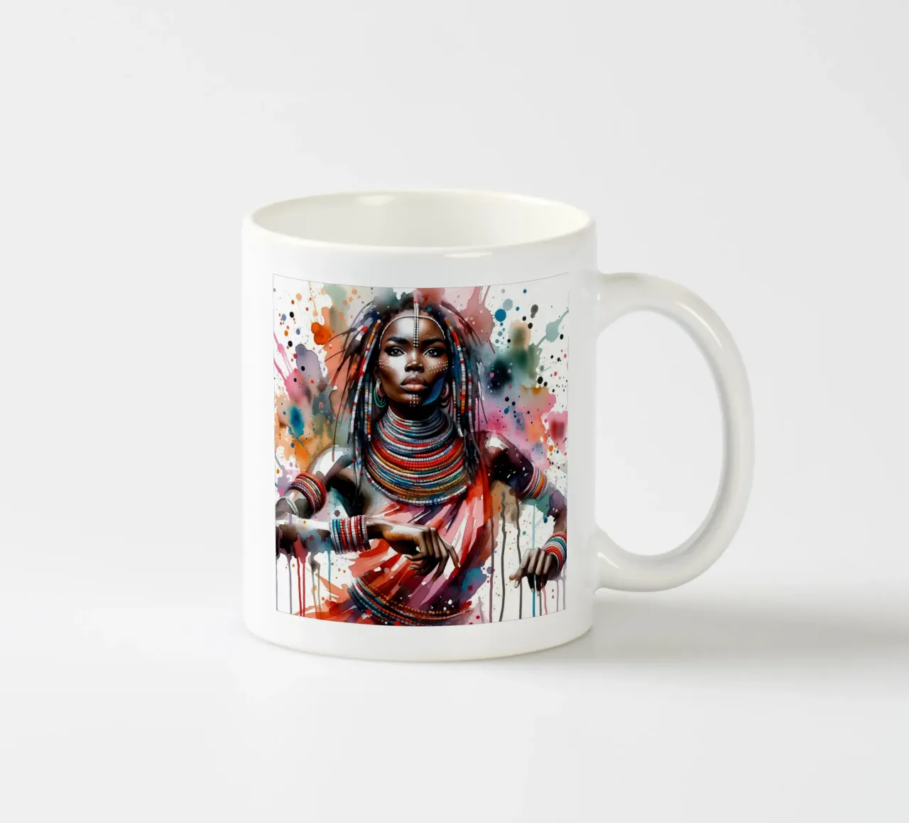 Danzatrice africana ad acquerello tazza in ceramica da Chromatic Fusion Studio