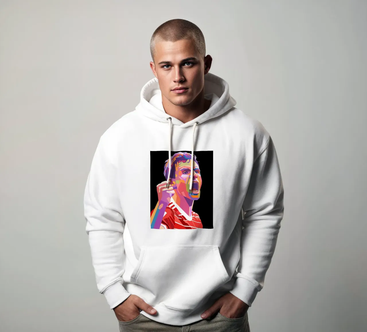 Ritratto pop art di Thomas Muller felpa con cappuccio da Hantamrata