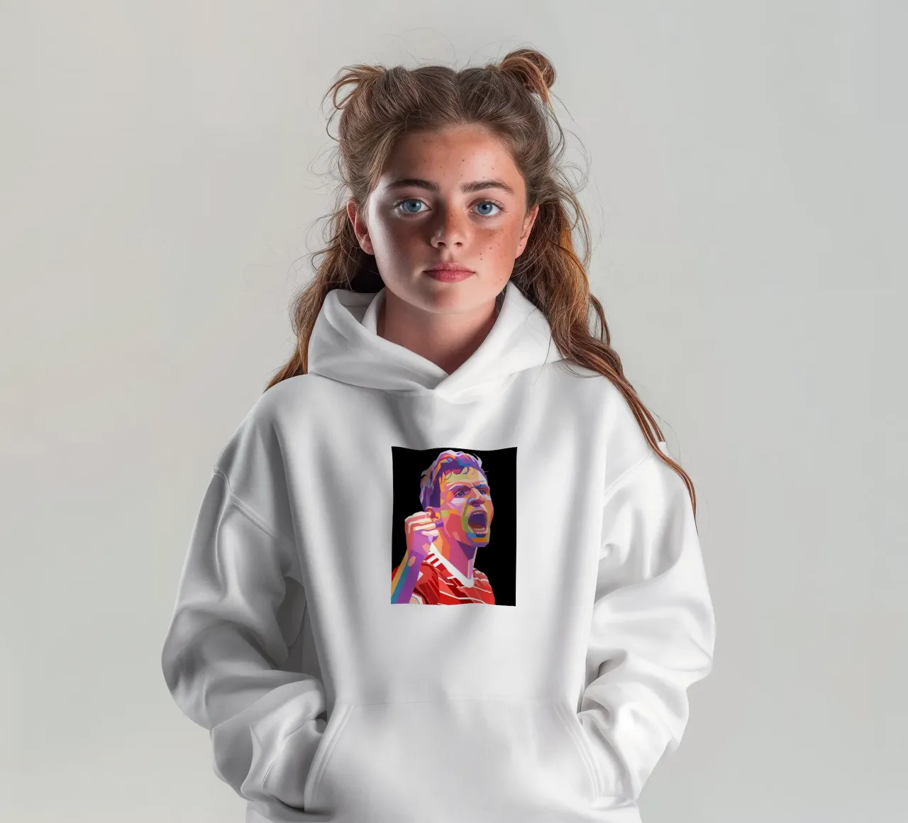 Ritratto pop art di Thomas Muller felpa bambino con cappuccio da Hantamrata