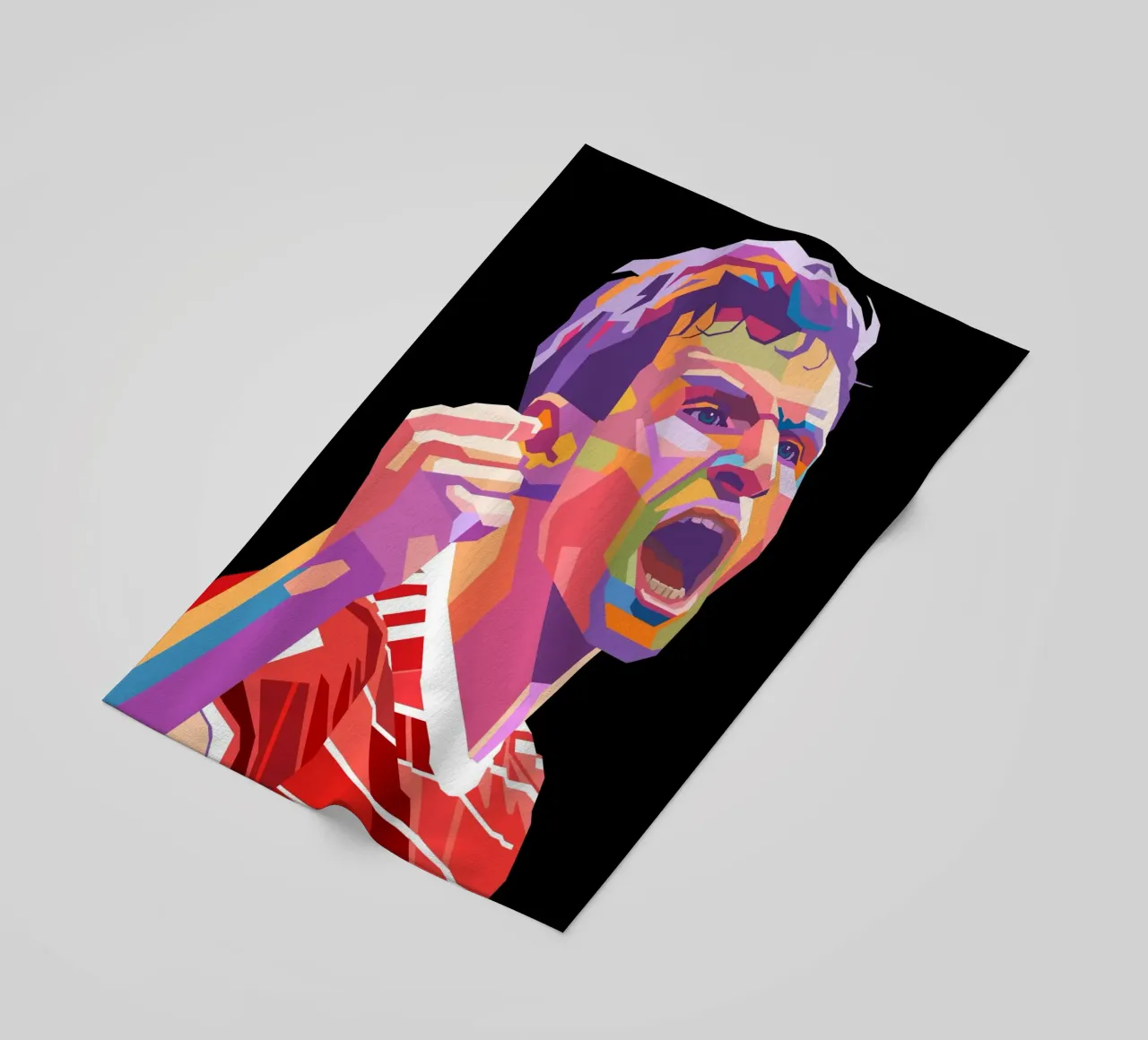 Ritratto pop art di Thomas Muller telo mare da Hantamrata