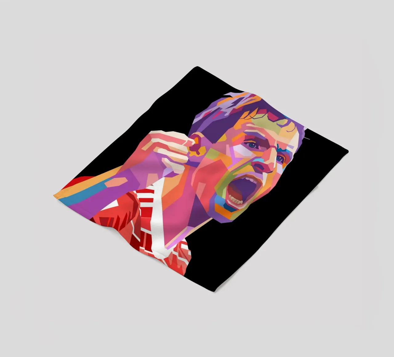 Ritratto pop art di Thomas Muller coperta in pile da Hantamrata