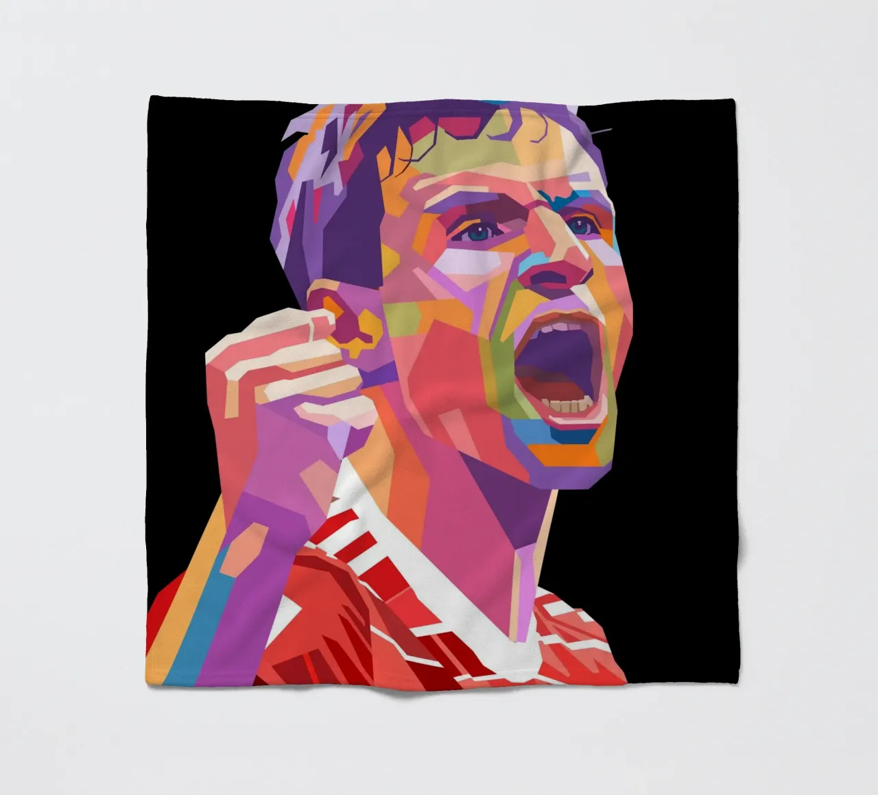 Ritratto pop art di Thomas Muller coperta in pile da Hantamrata