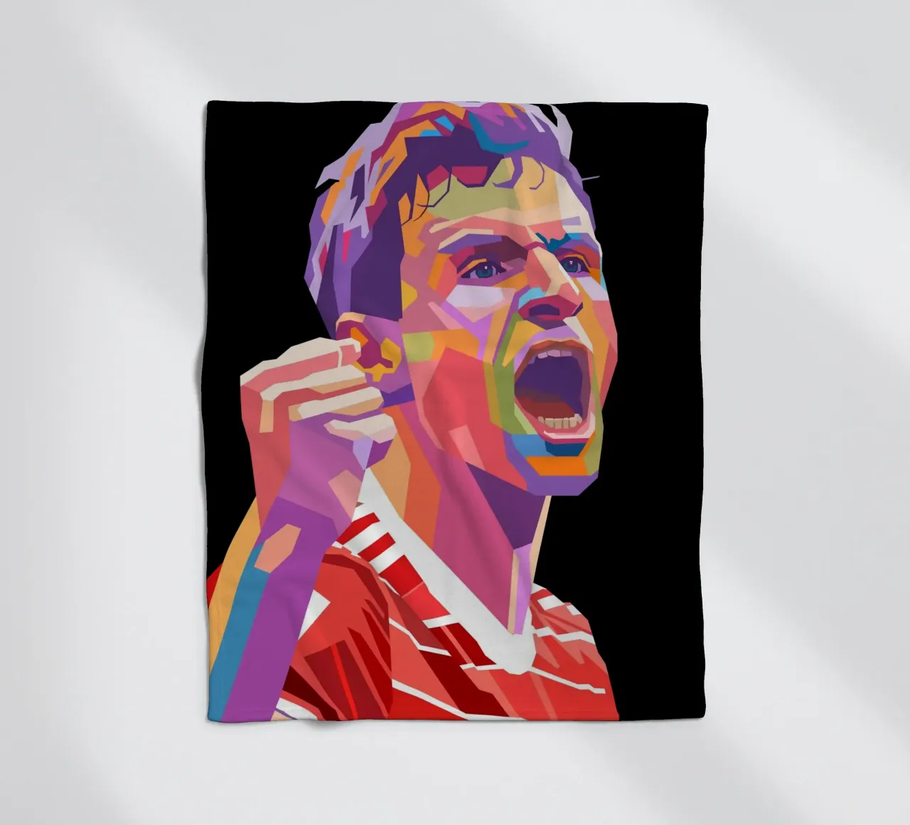 Ritratto pop art di Thomas Muller coperta in pile da Hantamrata