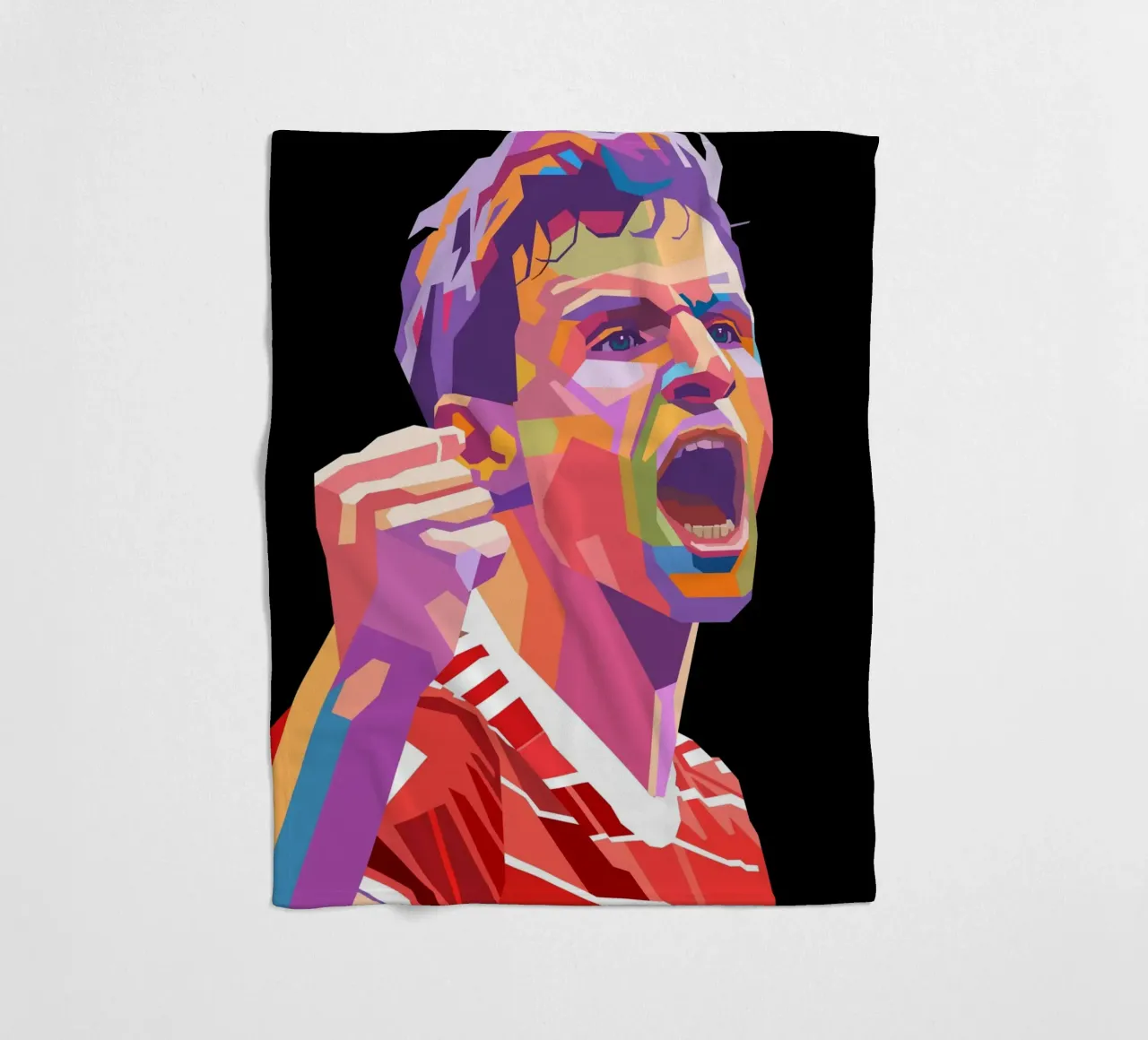 Ritratto pop art di Thomas Muller coperta in pile da Hantamrata