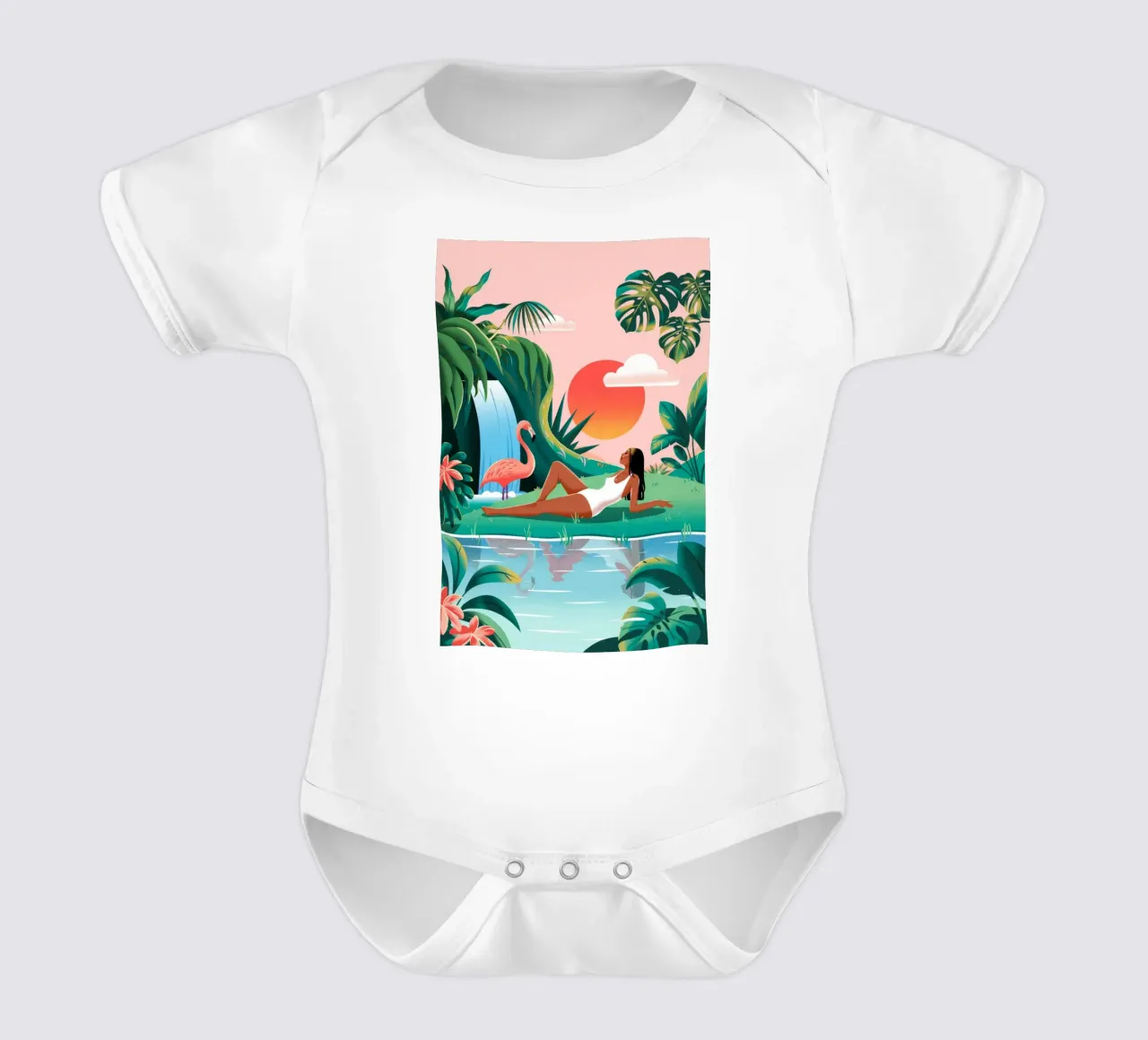Rifugio tropicale a cascata body neonato maniche corte da Murni Strokes
