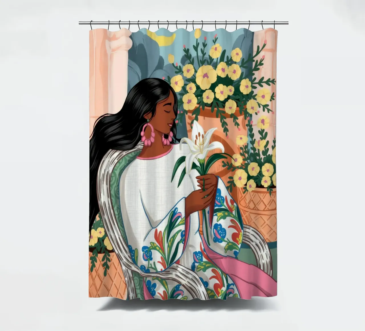 Blossoming Garden Serenity shower curtain by Murni Strokes