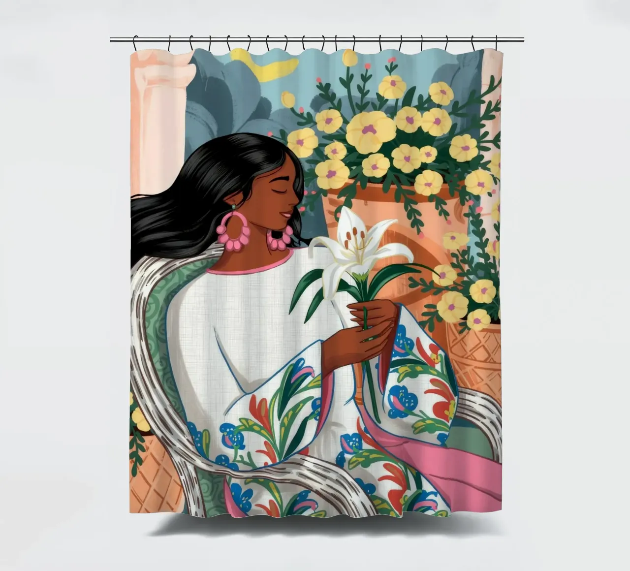 Blossoming Garden Serenity shower curtain by Murni Strokes